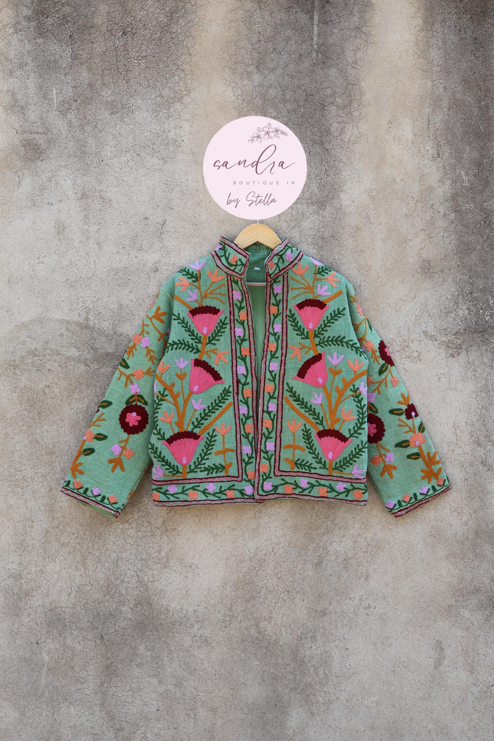 Suzani Embroidery Cotton Jacket, Kimono Jacket, Handmade Soft TNT Fabric Jacket, Women's Clothing Coat, Boho Jacket, Spring Gift for Her