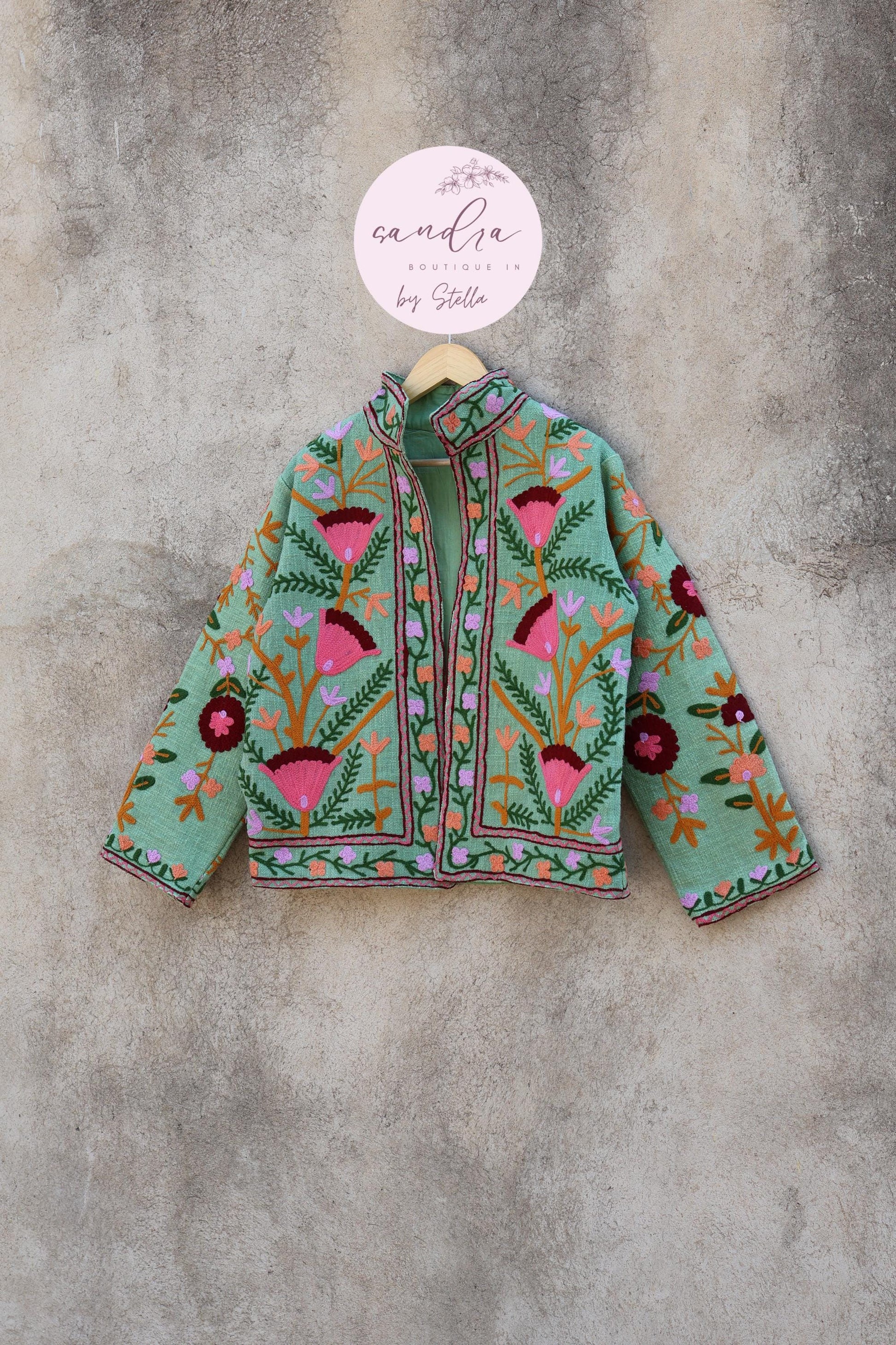 Suzani Embroidery Cotton Jacket, Kimono Jacket, Handmade Soft TNT Fabric Jacket, Women's Clothing Coat, Boho Jacket, Spring Gift for Her