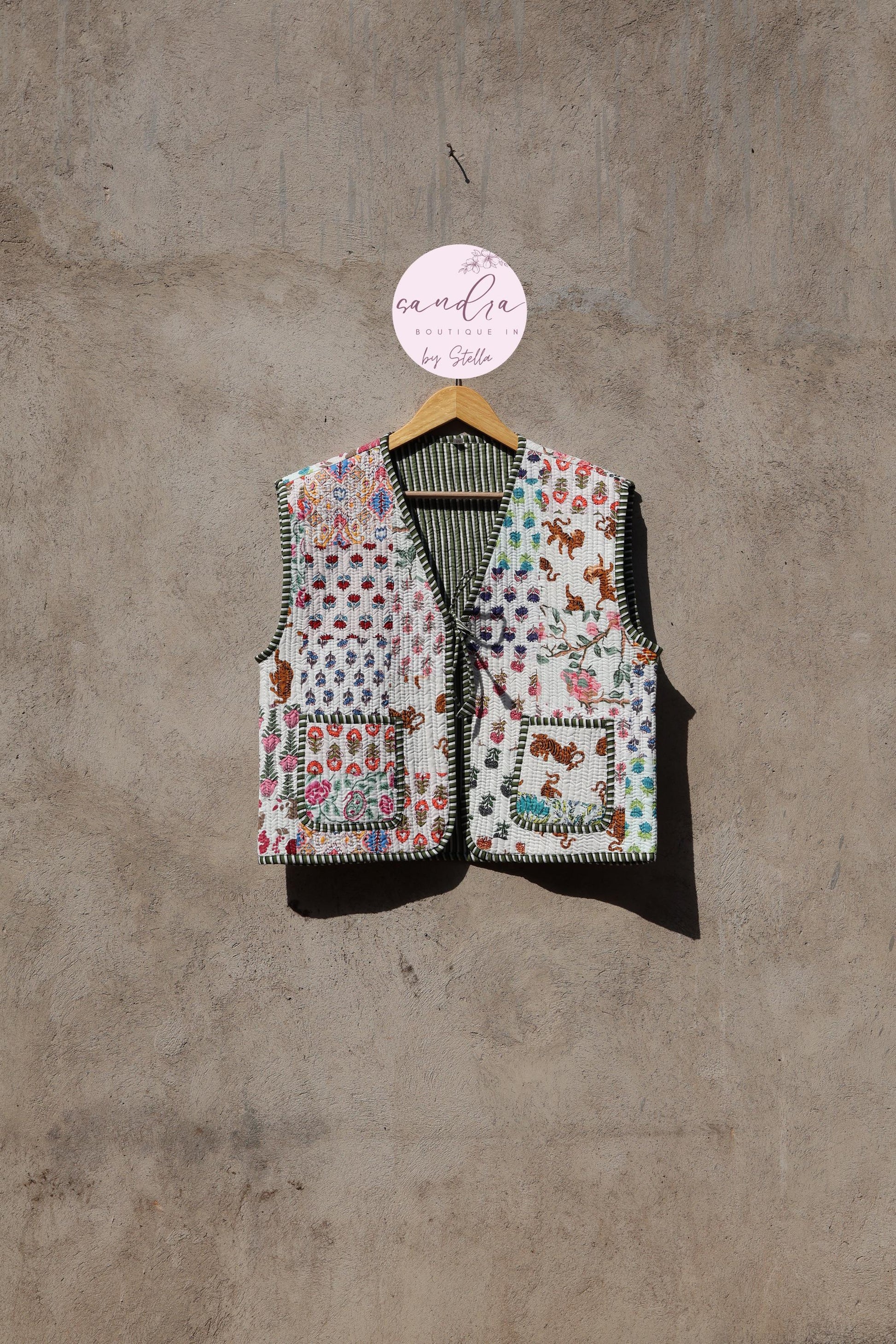 Handmade Cotton Quilted Vest, Vintage Indian Patchwork Kimono Gilet, New Style Women's Outerwear Waistcoat, Boho Spring Jacket Gift for Her