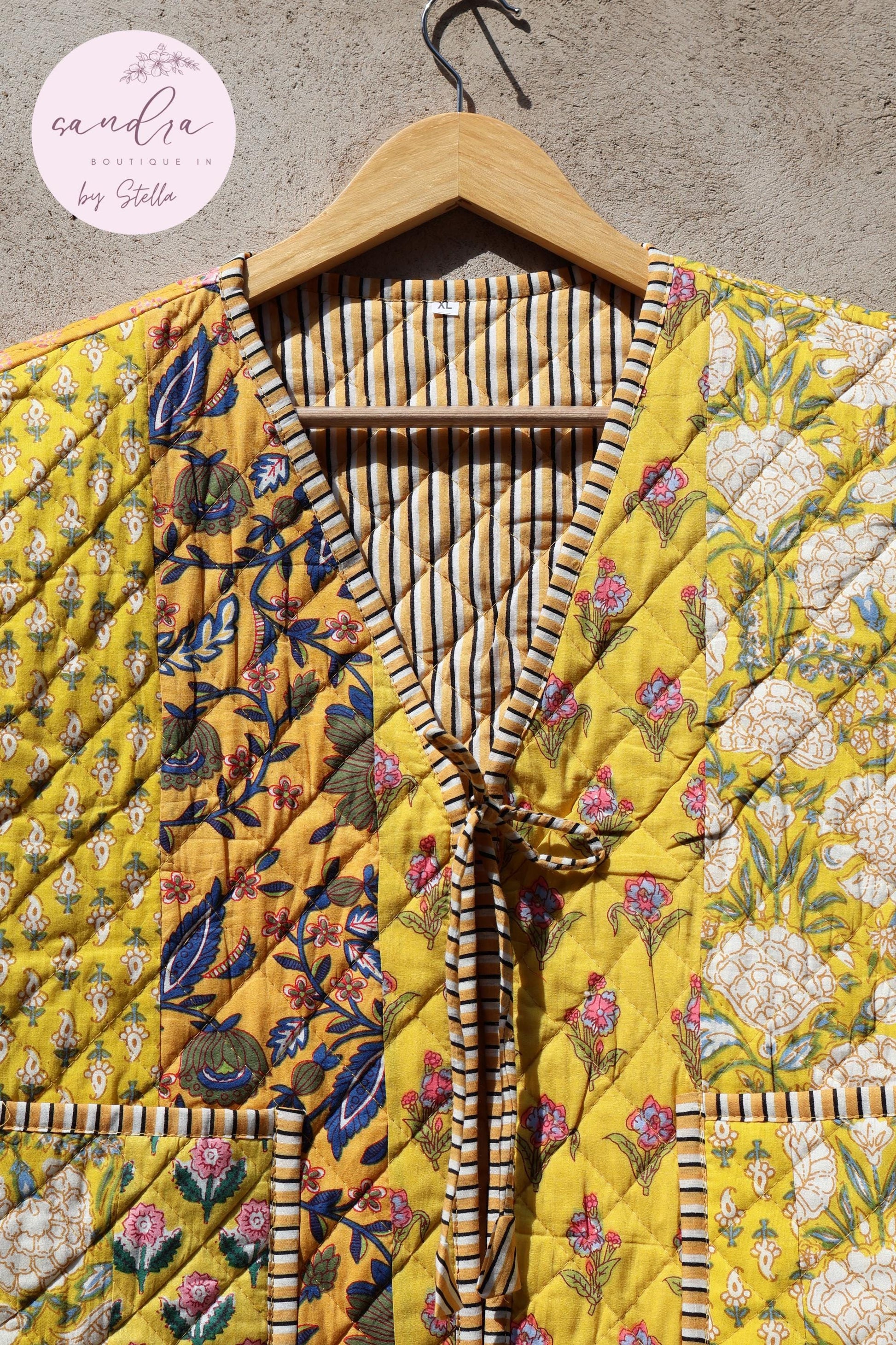 Handmade Cotton Quilted Vest, Vintage Indian Patchwork Kimono Gilet, New Style Women's Outerwear Waistcoat, Boho Spring Jacket Gift for Her