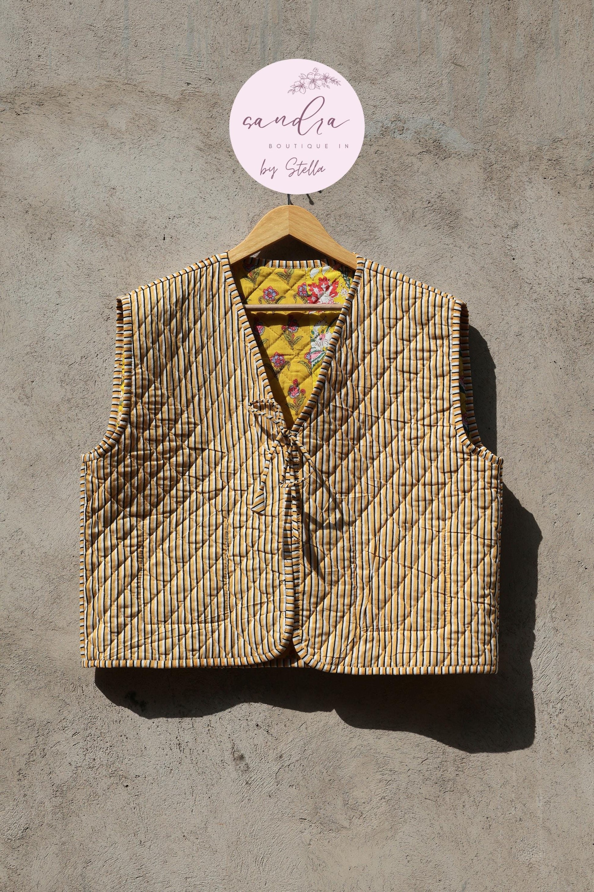 Handmade Cotton Quilted Vest, Vintage Indian Patchwork Kimono Gilet, New Style Women's Outerwear Waistcoat, Boho Spring Jacket Gift for Her