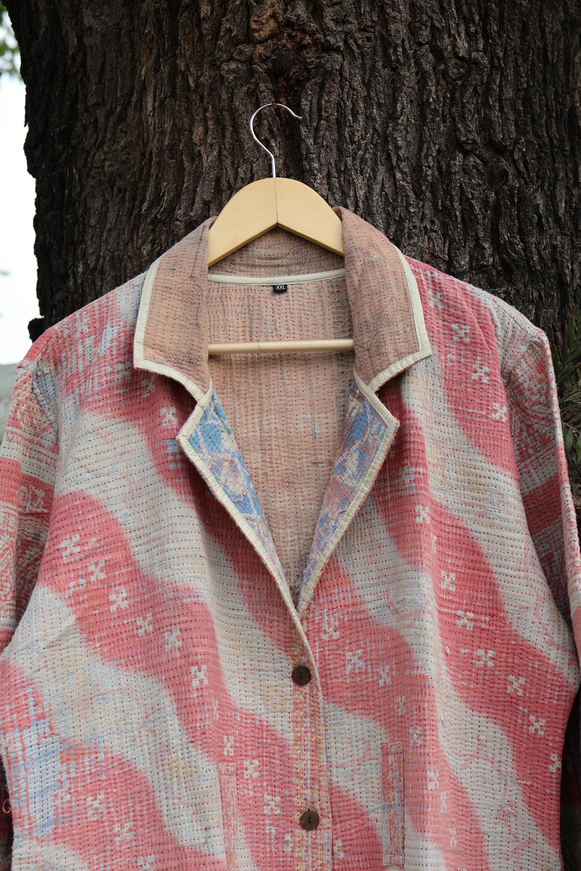Handmade Vintage Kantha Quilt Coat for Women - Unique Bohemian Outerwear from Recycled Indian Quilts, One-off Ethnic style Up-Cycled Jacket
