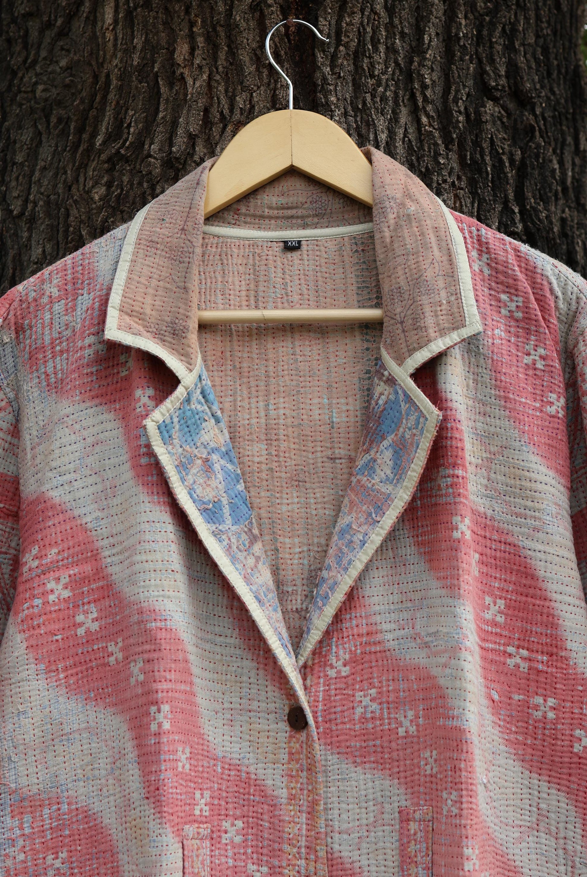 Handmade Vintage Kantha Quilt Coat for Women - Unique Bohemian Outerwear from Recycled Indian Quilts, One-off Ethnic style Up-Cycled Jacket