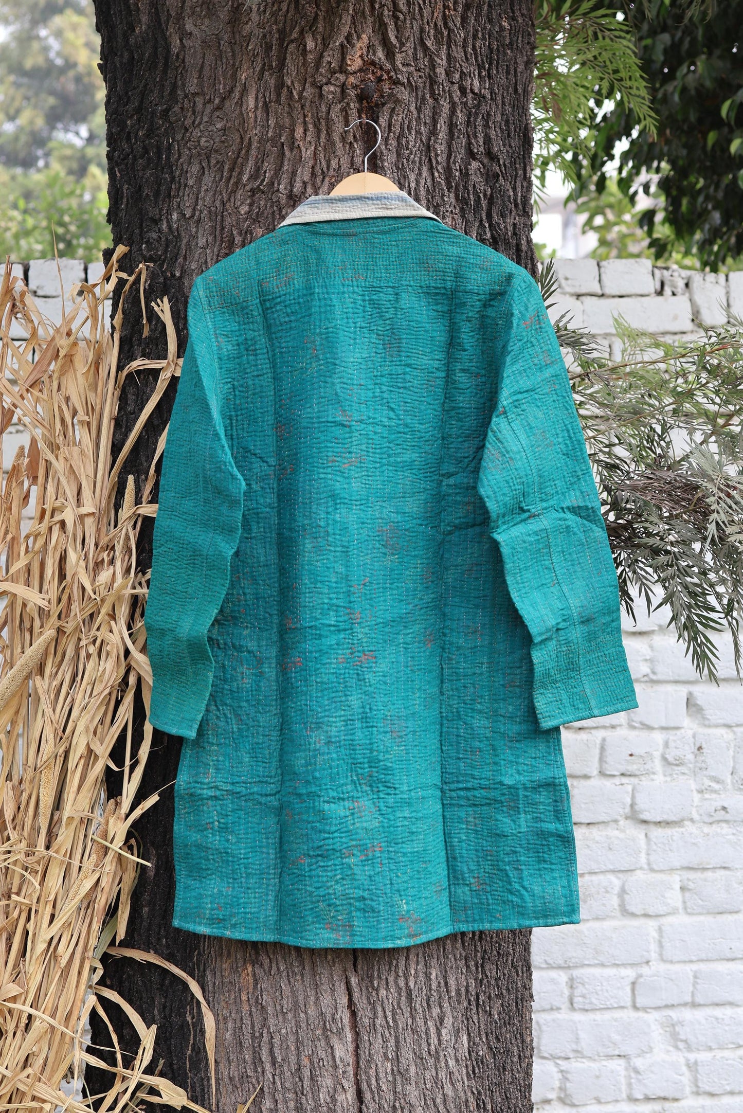 Handmade Vintage Kantha Quilt Coat for Women - Unique Bohemian Outerwear from Recycled Indian Quilts, One-off Ethnic style Up-Cycled Jacket