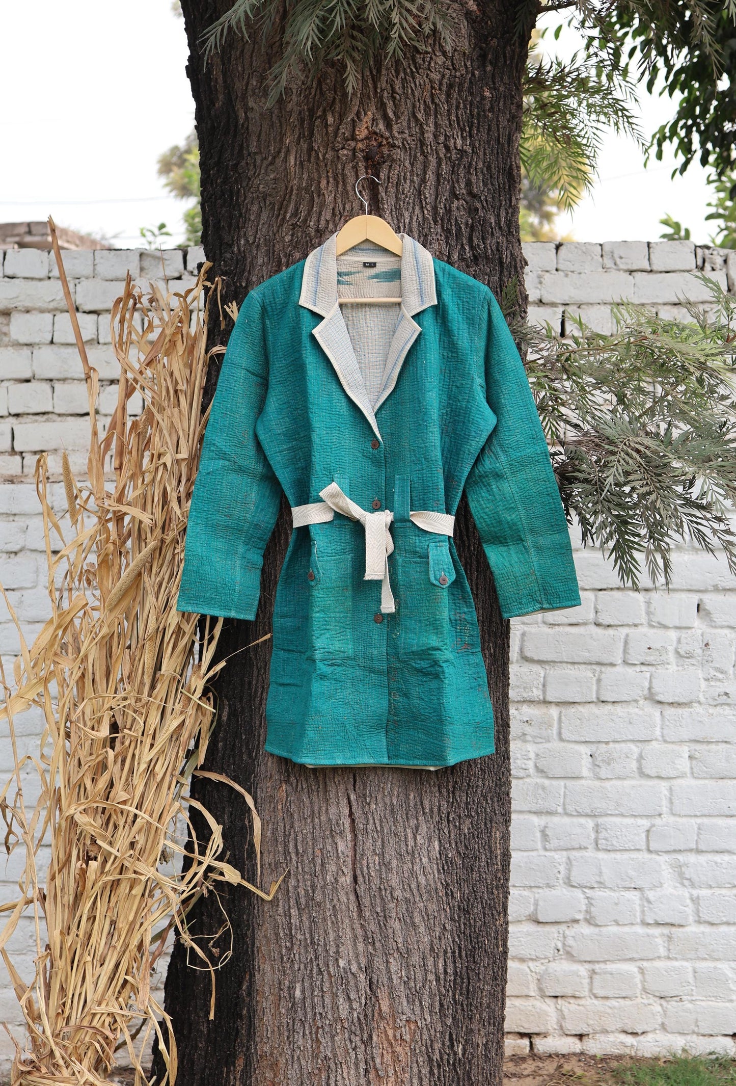 Handmade Vintage Kantha Quilt Coat for Women - Unique Bohemian Outerwear from Recycled Indian Quilts, One-off Ethnic style Up-Cycled Jacket