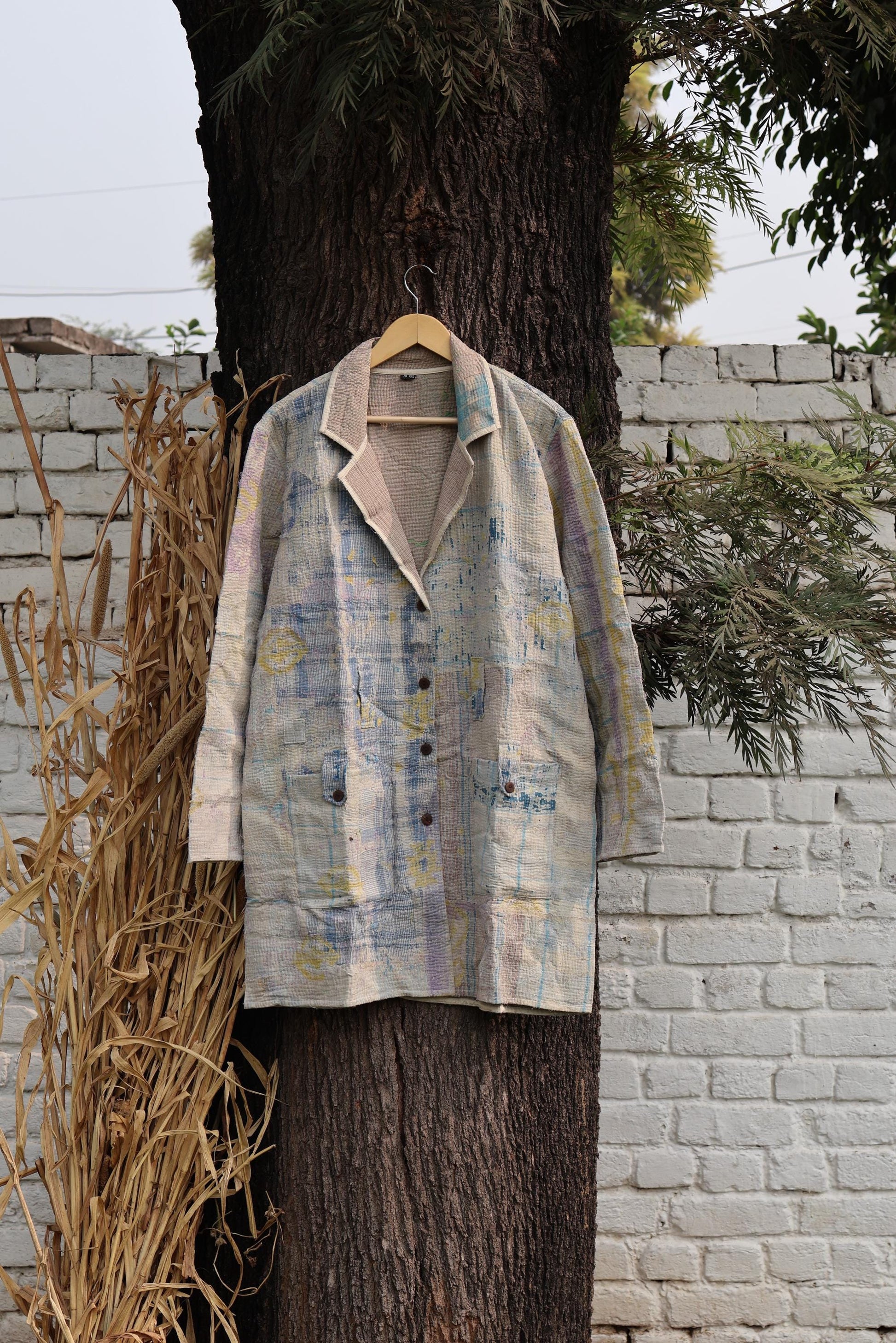 Handmade Vintage Kantha Quilt Coat for Women - Unique Bohemian Outerwear from Recycled Indian Quilts, One-off Ethnic style Up-Cycled Jacket