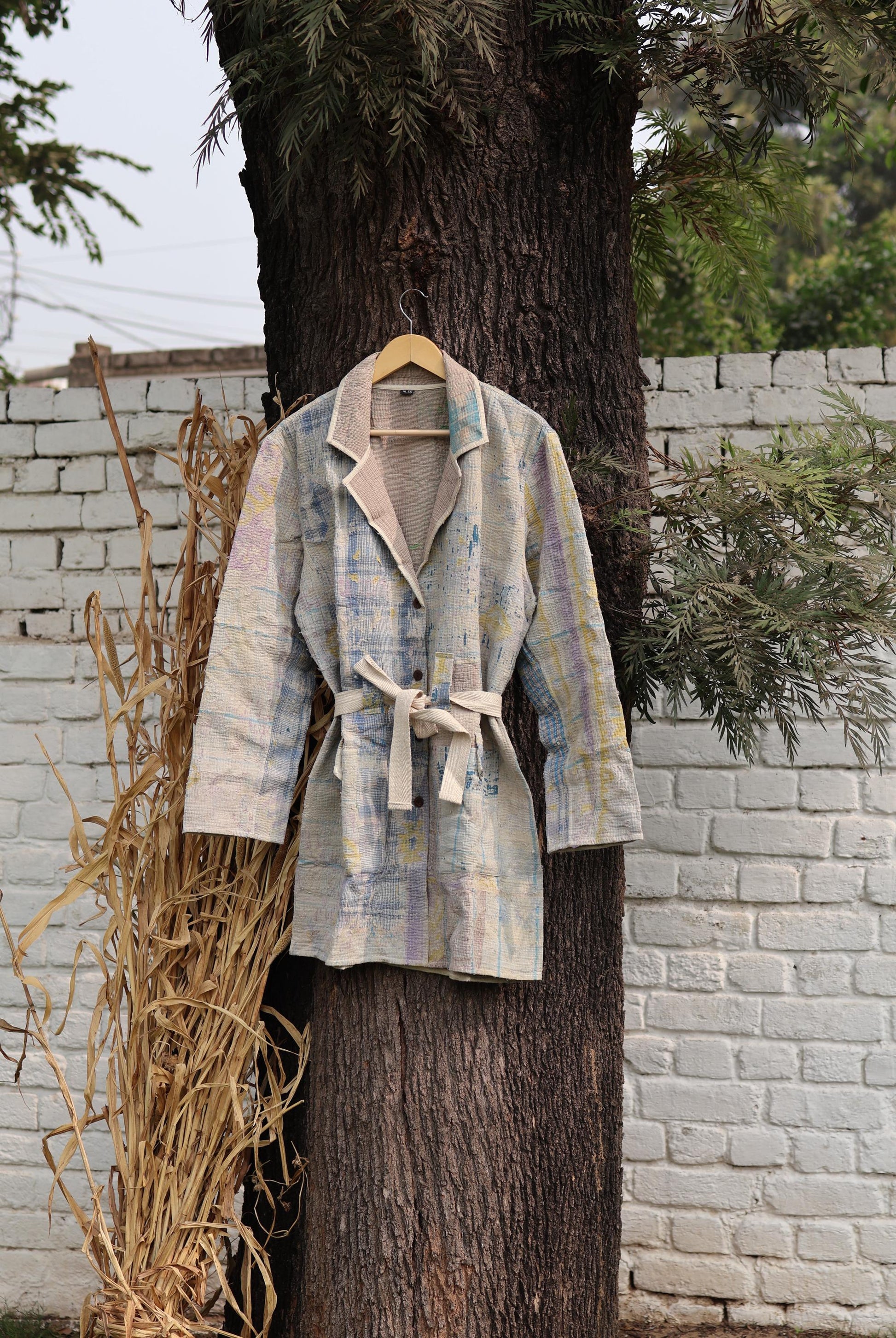 Handmade Vintage Kantha Quilt Coat for Women - Unique Bohemian Outerwear from Recycled Indian Quilts, One-off Ethnic style Up-Cycled Jacket
