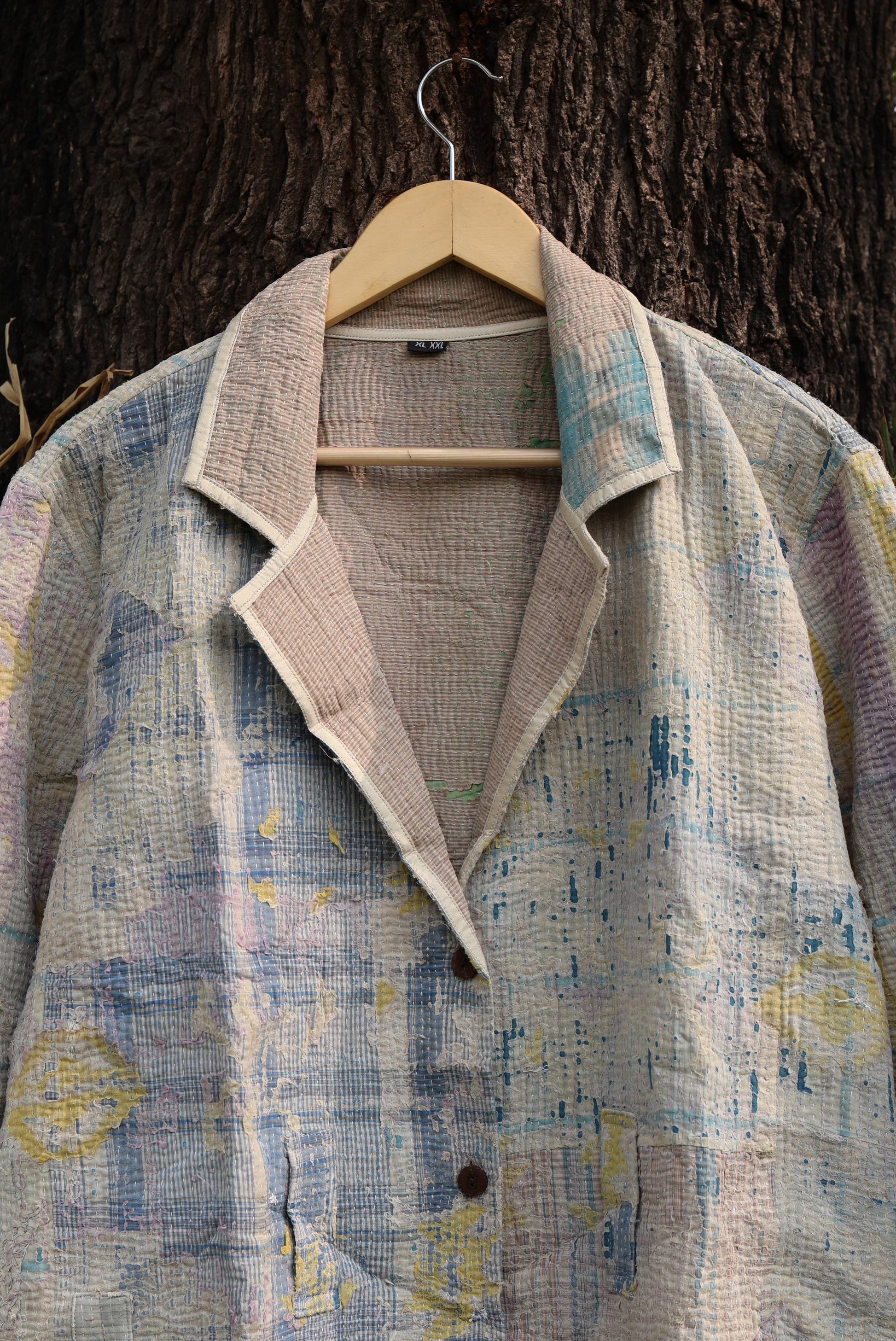 Handmade Vintage Kantha Quilt Coat for Women - Unique Bohemian Outerwear from Recycled Indian Quilts, One-off Ethnic style Up-Cycled Jacket