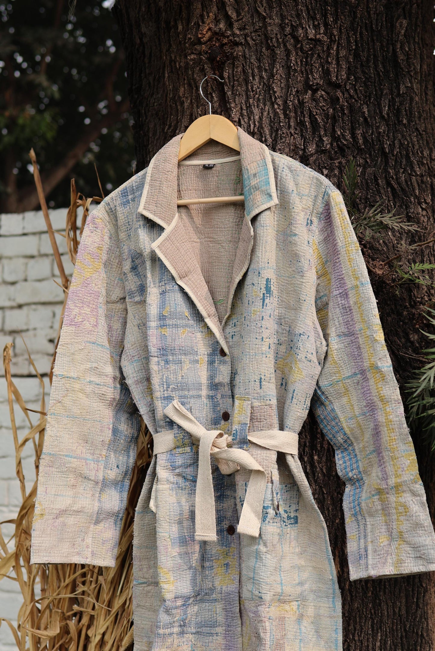 Handmade Vintage Kantha Quilt Coat for Women - Unique Bohemian Outerwear from Recycled Indian Quilts, One-off Ethnic style Up-Cycled Jacket