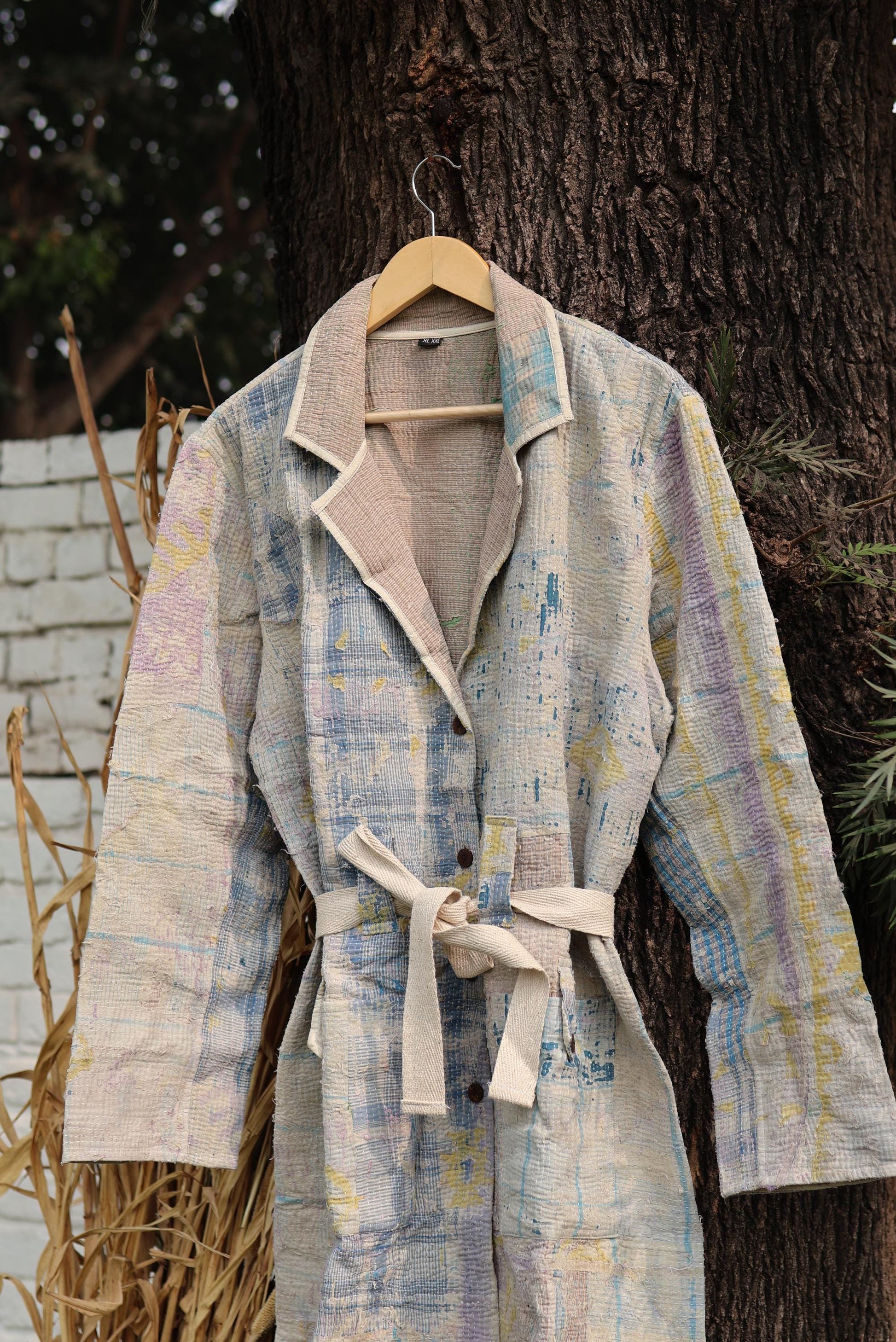 Handmade Vintage Kantha Quilt Coat for Women - Unique Bohemian Outerwear from Recycled Indian Quilts, One-off Ethnic style Up-Cycled Jacket