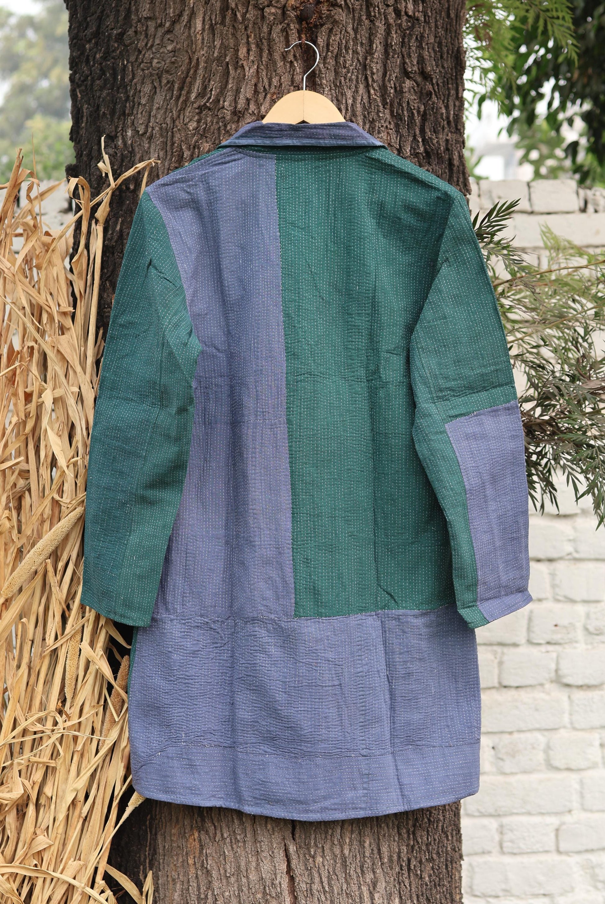 Handmade Vintage Kantha Quilt Coat for Women - Unique Bohemian Outerwear from Recycled Indian Quilts, One-off Ethnic style Up-Cycled Jacket