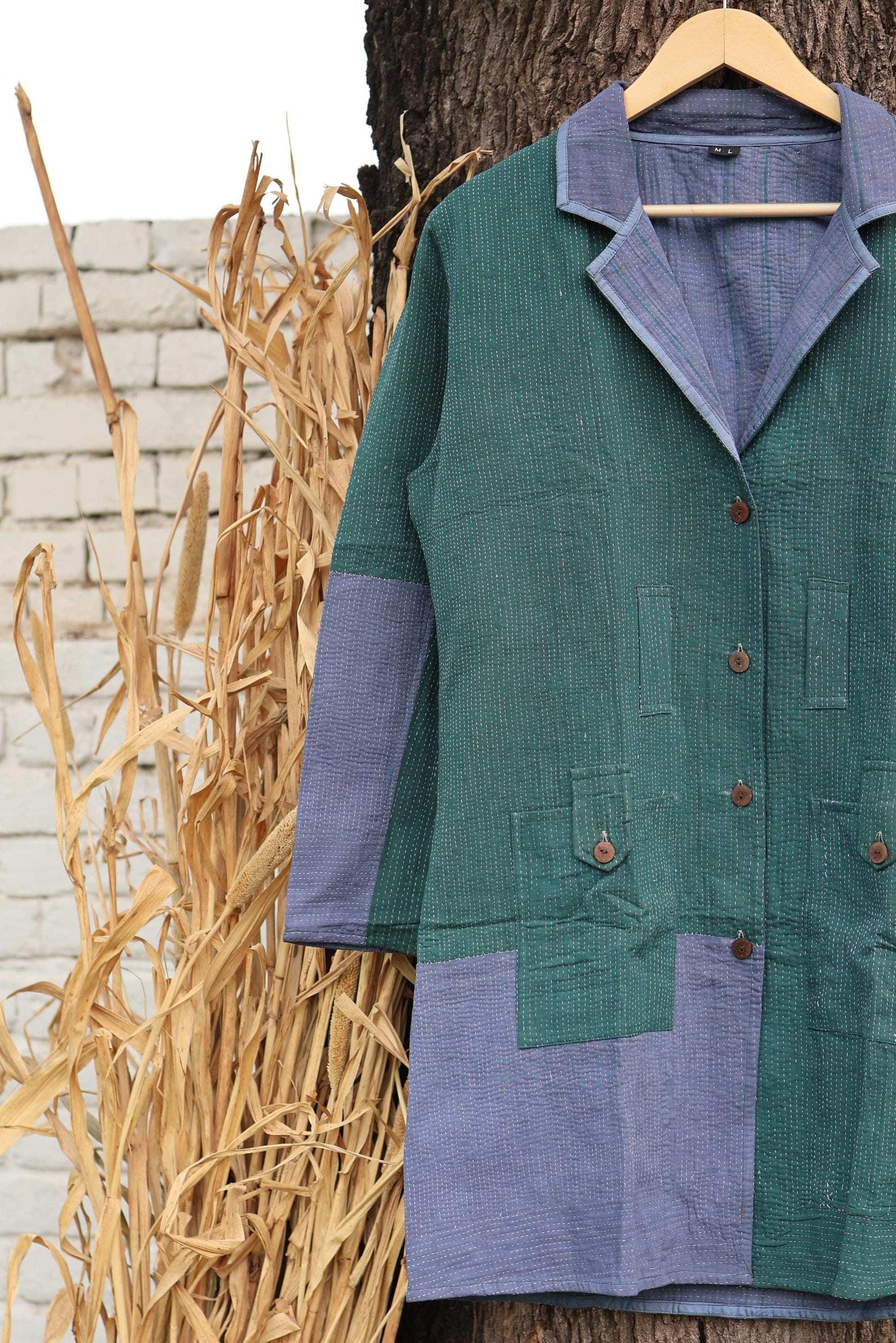 Handmade Vintage Kantha Quilt Coat for Women - Unique Bohemian Outerwear from Recycled Indian Quilts, One-off Ethnic style Up-Cycled Jacket