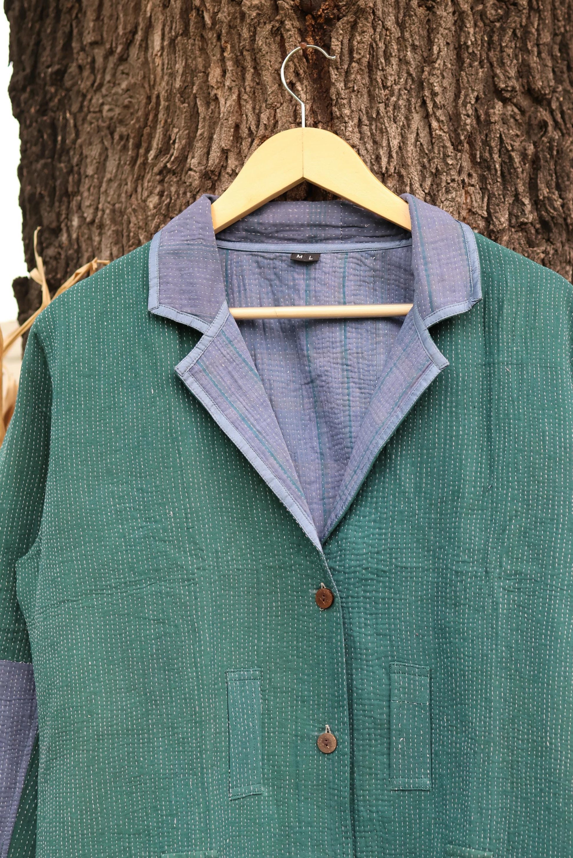 Handmade Vintage Kantha Quilt Coat for Women - Unique Bohemian Outerwear from Recycled Indian Quilts, One-off Ethnic style Up-Cycled Jacket