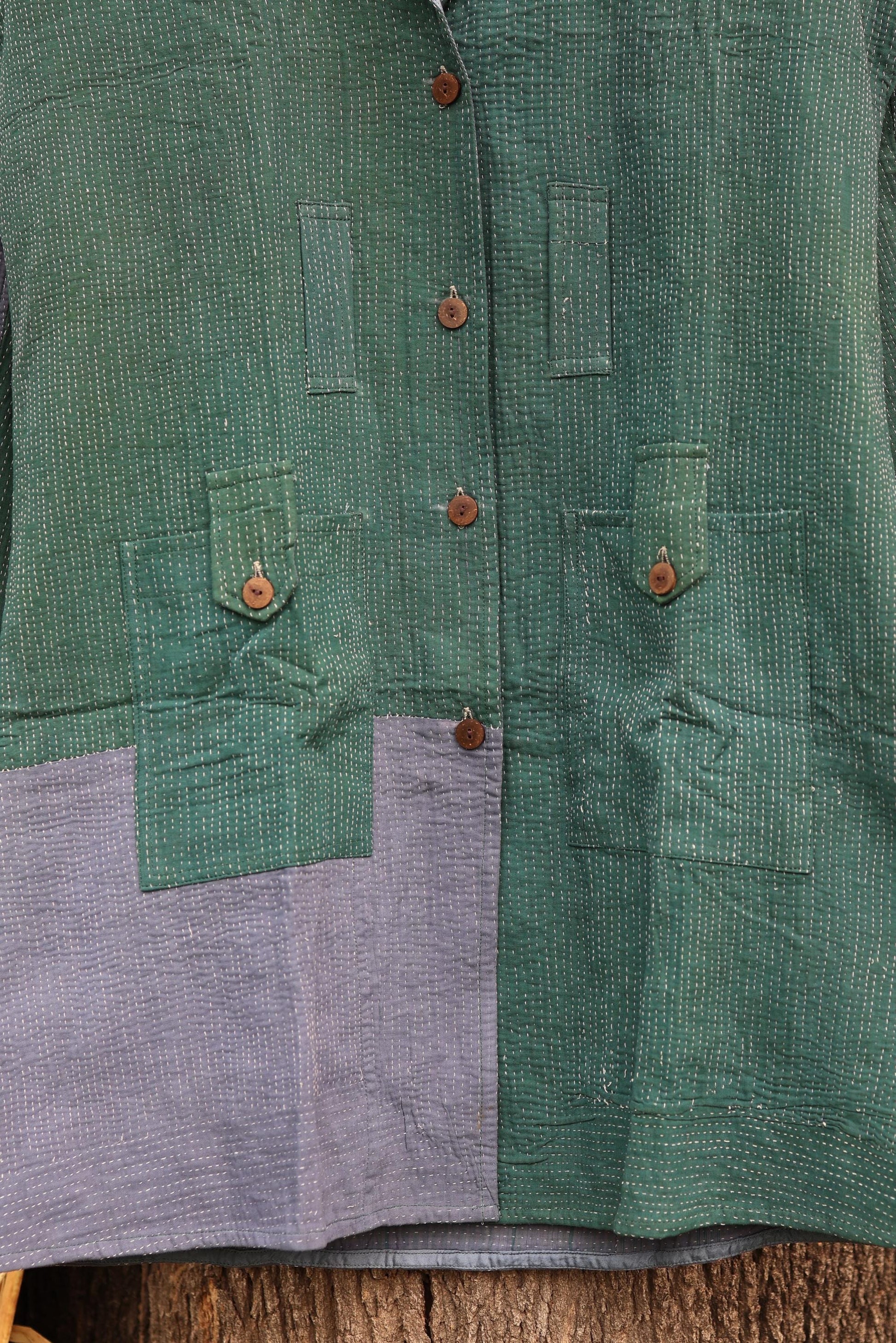 Handmade Vintage Kantha Quilt Coat for Women - Unique Bohemian Outerwear from Recycled Indian Quilts, One-off Ethnic style Up-Cycled Jacket