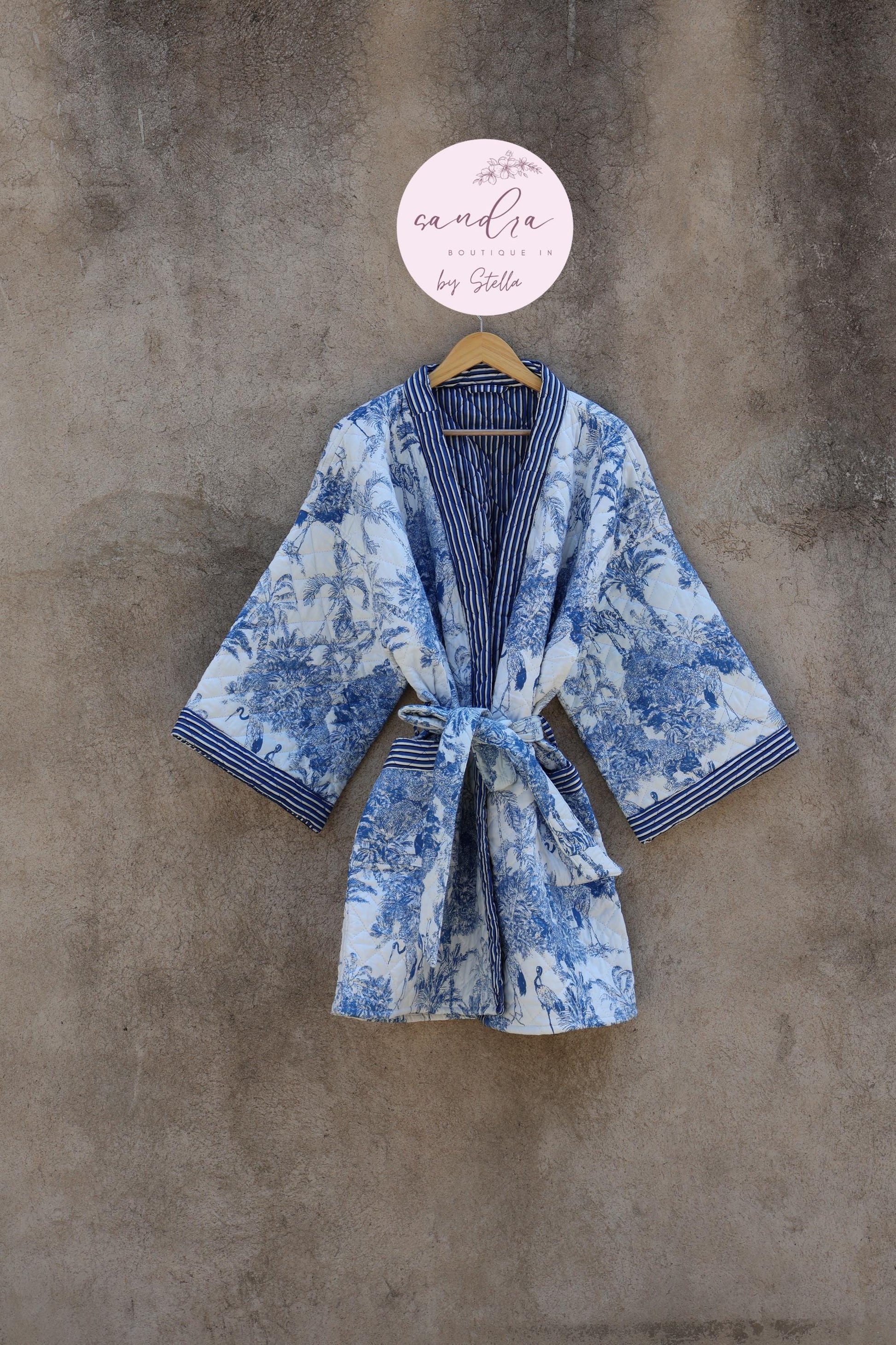 Indian Handmade Cotton Quilted Jacket, Vintage Free Size Cotton Quilted Overcoat Kimono Women's Bohemian Long Coat with Belt, Gift for Her