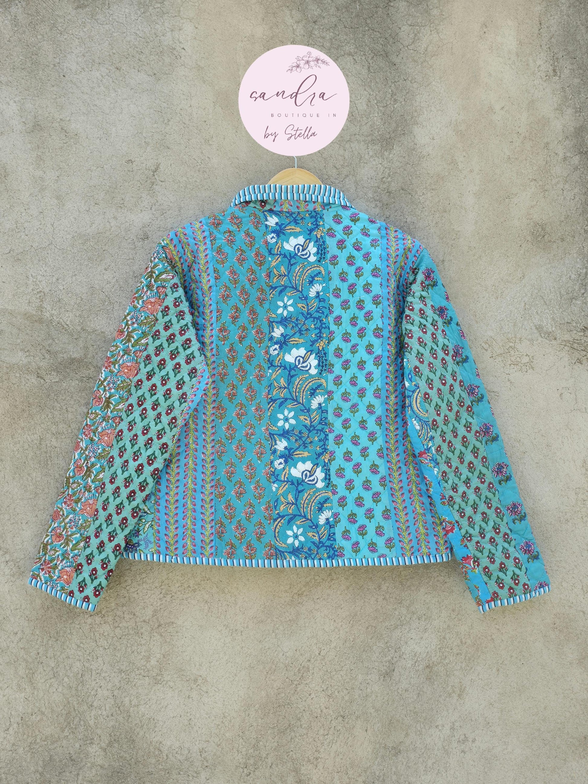 Indian Handmade Patchwork Cotton Quilted Jacket, Vintage New Style Cotton Quilted Jacket, Reversible Women's Boho Coat, Gift for Her