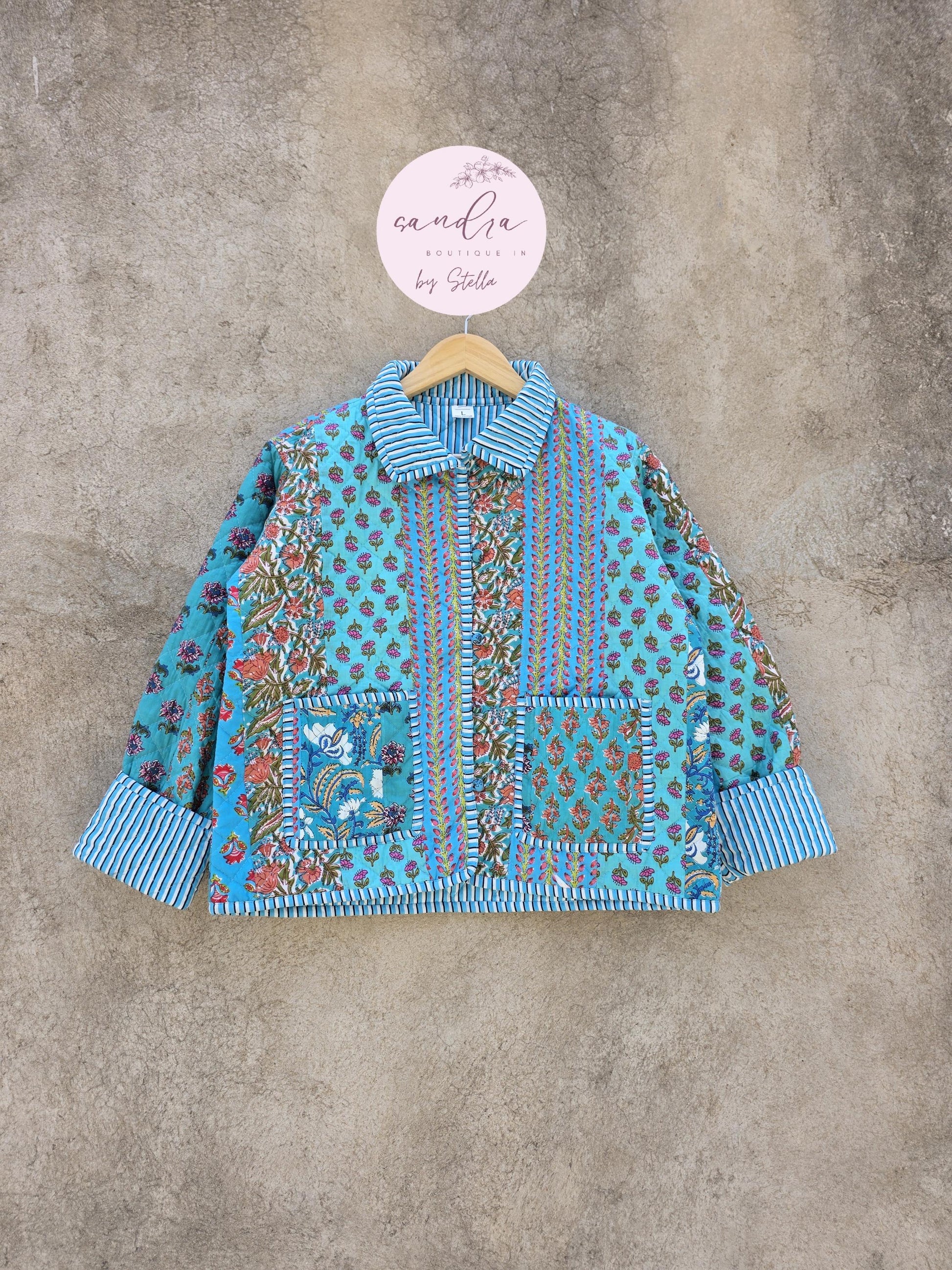 Indian Handmade Patchwork Cotton Quilted Jacket, Vintage New Style Cotton Quilted Jacket, Reversible Women's Boho Coat, Gift for Her