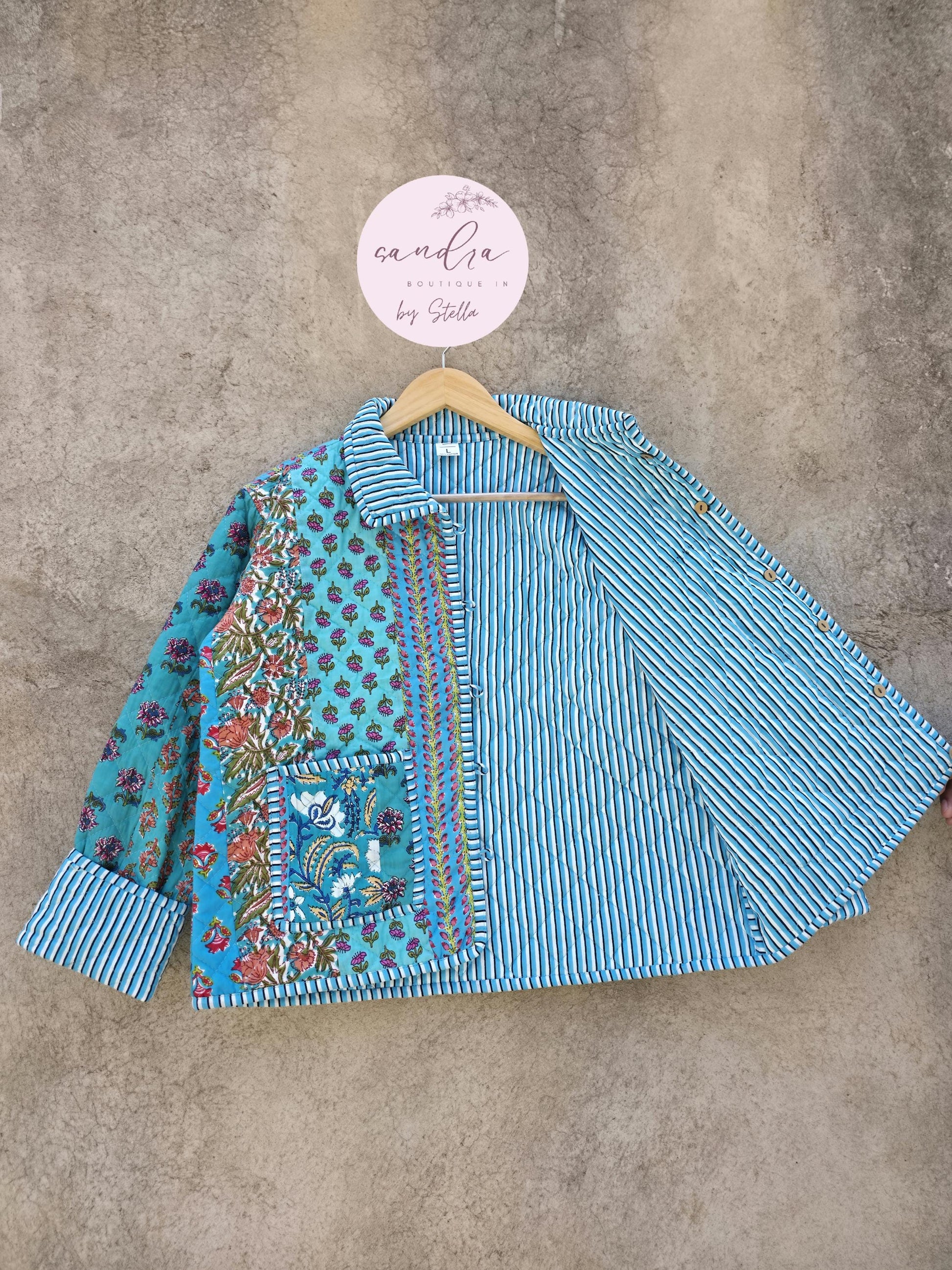 Indian Handmade Patchwork Cotton Quilted Jacket, Vintage New Style Cotton Quilted Jacket, Reversible Women's Boho Coat, Gift for Her