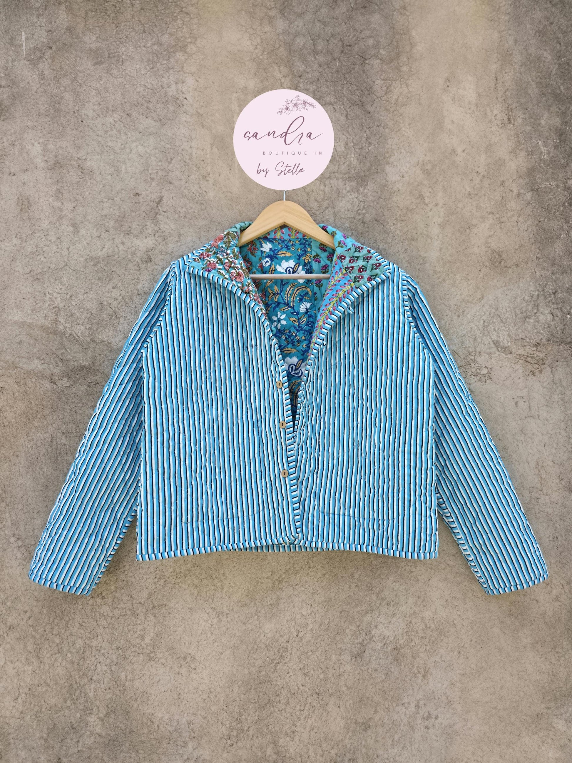 Indian Handmade Patchwork Cotton Quilted Jacket, Vintage New Style Cotton Quilted Jacket, Reversible Women's Boho Coat, Gift for Her