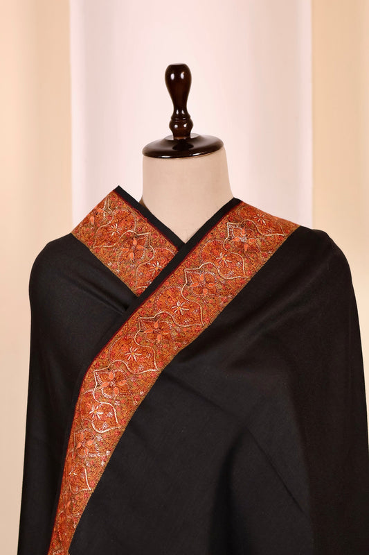 Elegant Pashmina Cashmere Shawl, Black Handmade Kashmiri Pashmina Silk Shawl, Premium Cashmere Scarfs, Soft & Warm Shawls, Christmas Gift