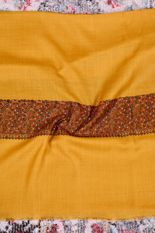 Elegant Pashmina Cashmere Shawl, Yellow Handmade Kashmiri Pashmina Silk Shawl, Premium Cashmere Scarfs, Soft & Warm Shawls, Christmas Gift