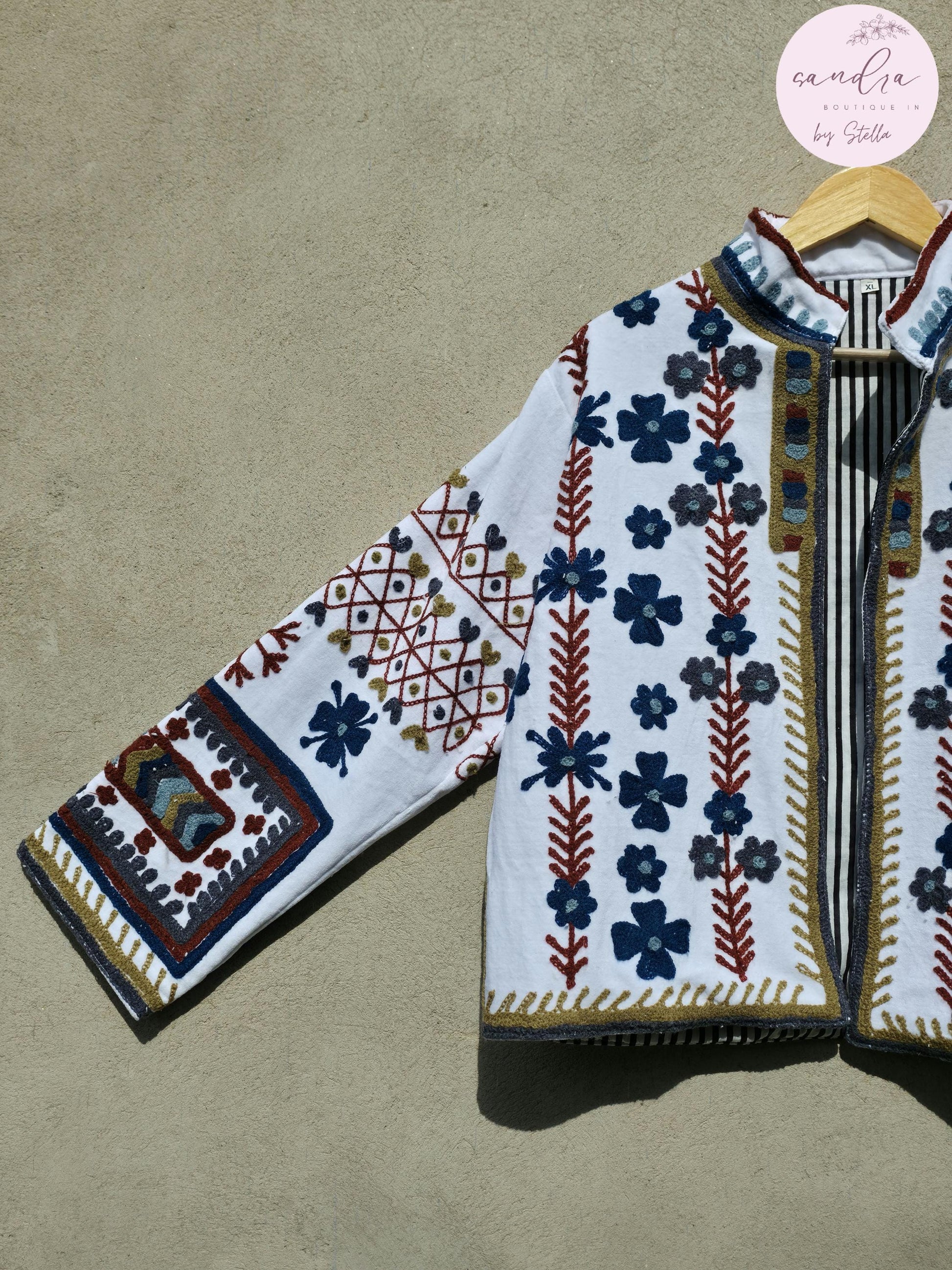 Handmade Suzani Embroidery Cotton Velvet Jacket, Short Kimono open Jacket, Women's Clothing Coat Boho, Soft Fabric Gift for Her