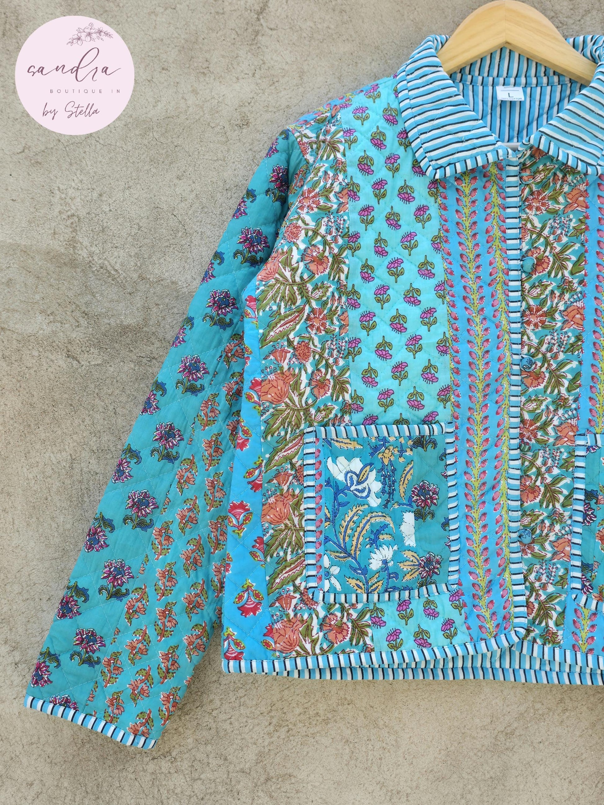 Indian Handmade Patchwork Cotton Quilted Jacket, Vintage New Style Cotton Quilted Jacket, Reversible Women's Boho Coat, Gift for Her