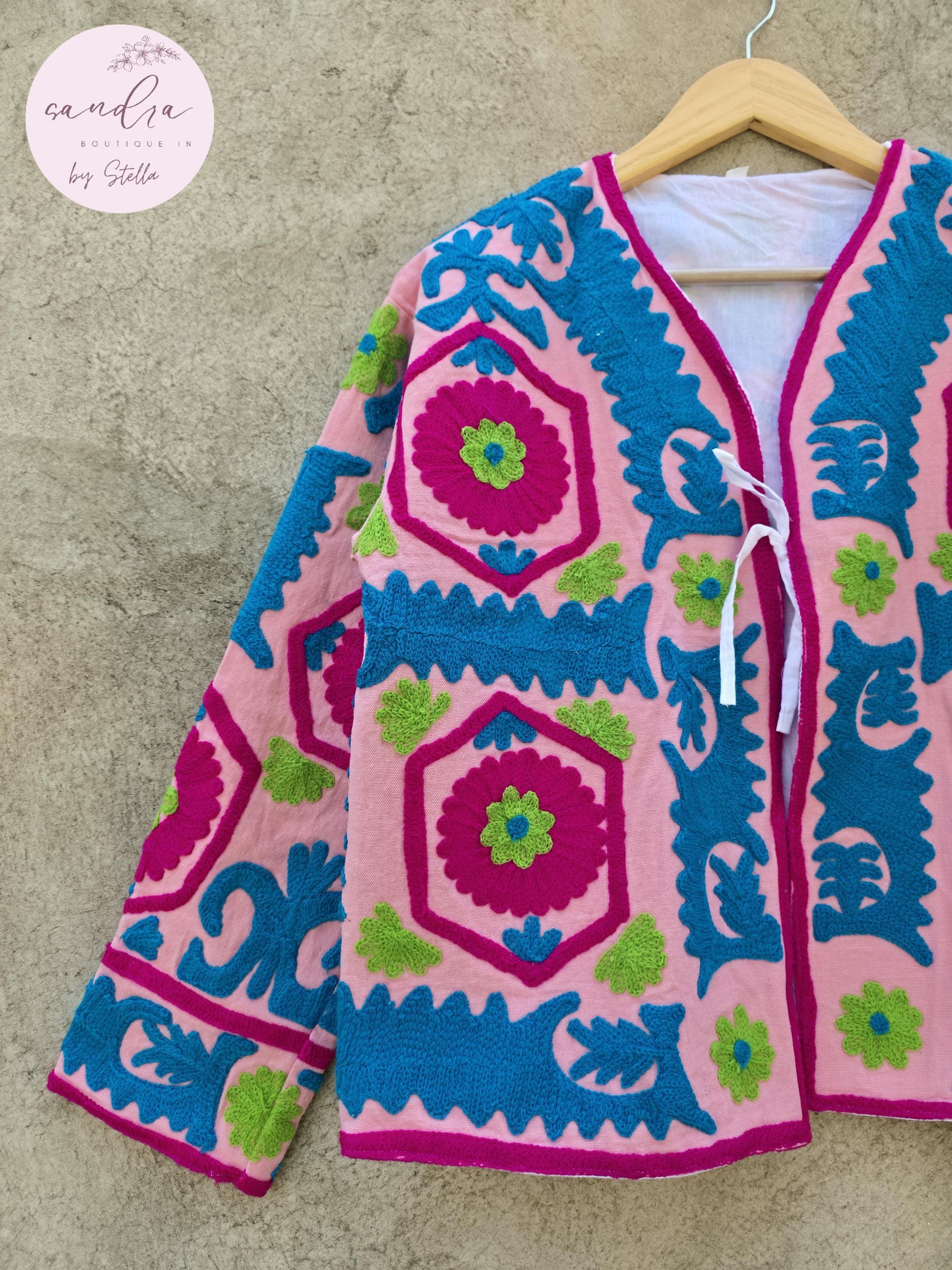 Indian Handmade Suzani Embroidery Jacket, Unique Style Artisan Made Jacket, Floral Women's Coat, New Style Jacket, Boho Suzani, Gift for Her