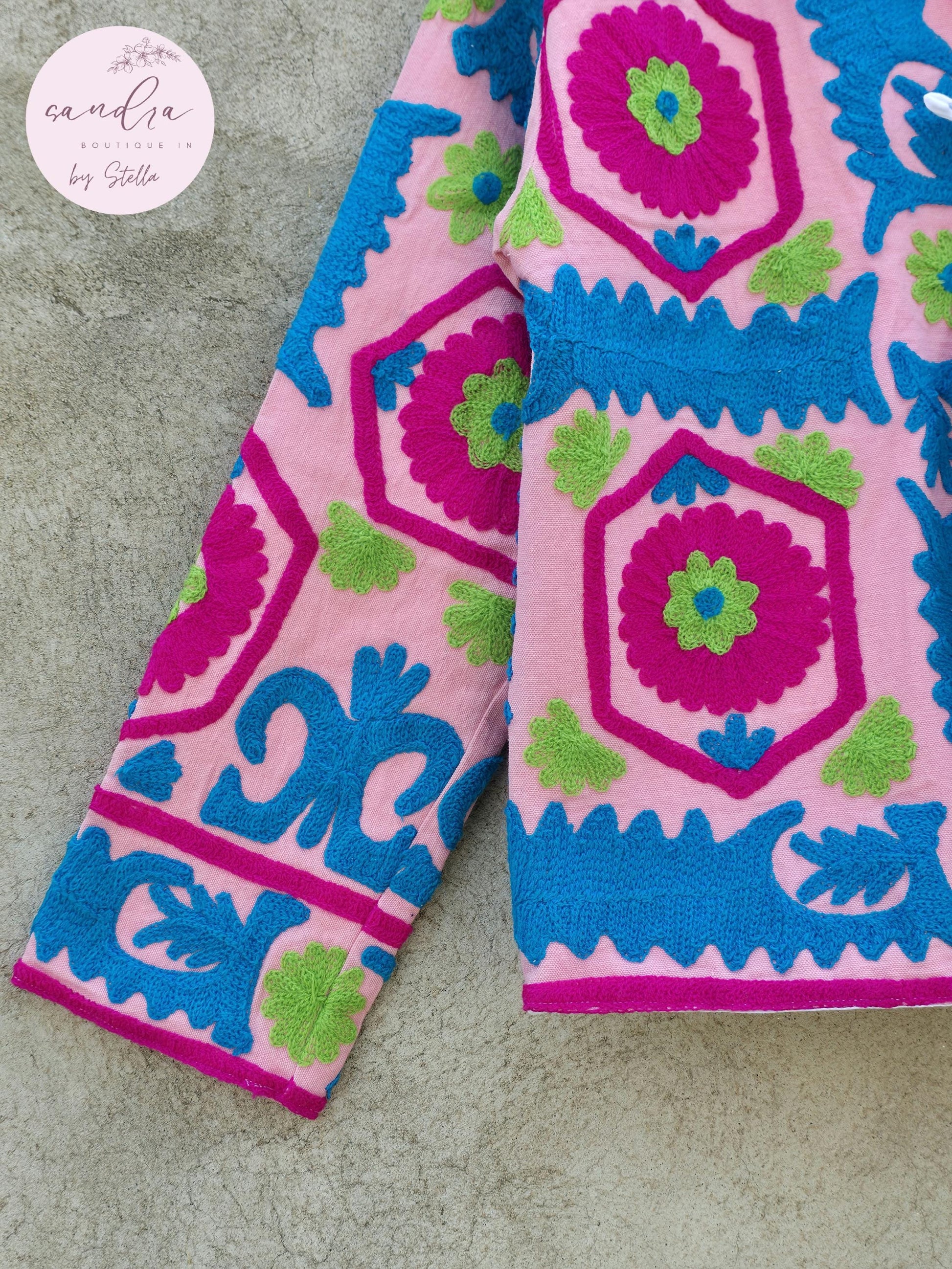 Indian Handmade Suzani Embroidery Jacket, Unique Style Artisan Made Jacket, Floral Women's Coat, New Style Jacket, Boho Suzani, Gift for Her