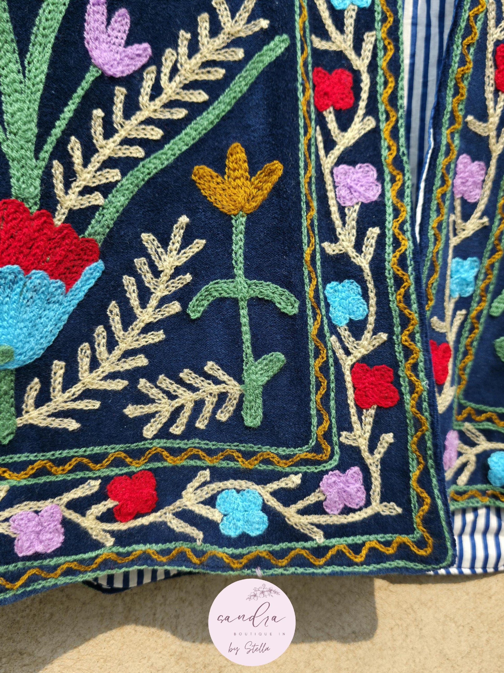 Suzani Embroidery Cotton Velvet Jacket, Kimono Jacket Handmade Soft TNT Fabric Jacket, Women's Clothing Coat Boho Jacket Spring Gift for Her