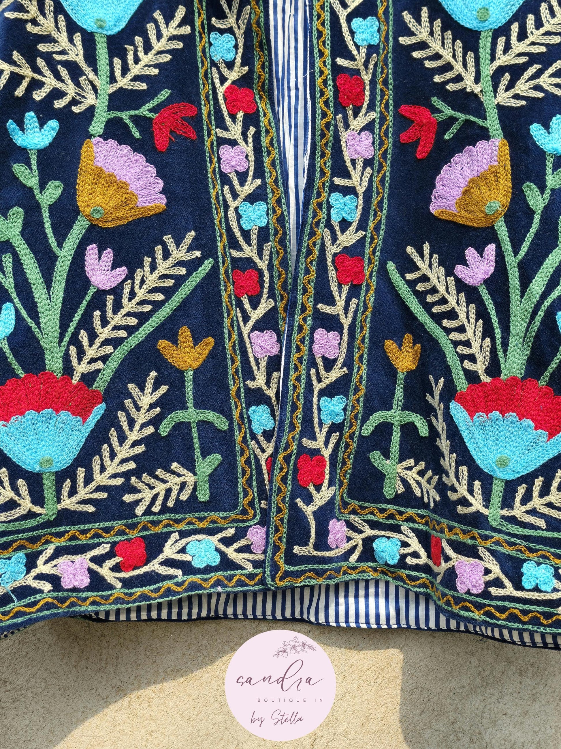 Suzani Embroidery Cotton Velvet Jacket, Kimono Jacket Handmade Soft TNT Fabric Jacket, Women's Clothing Coat Boho Jacket Spring Gift for Her