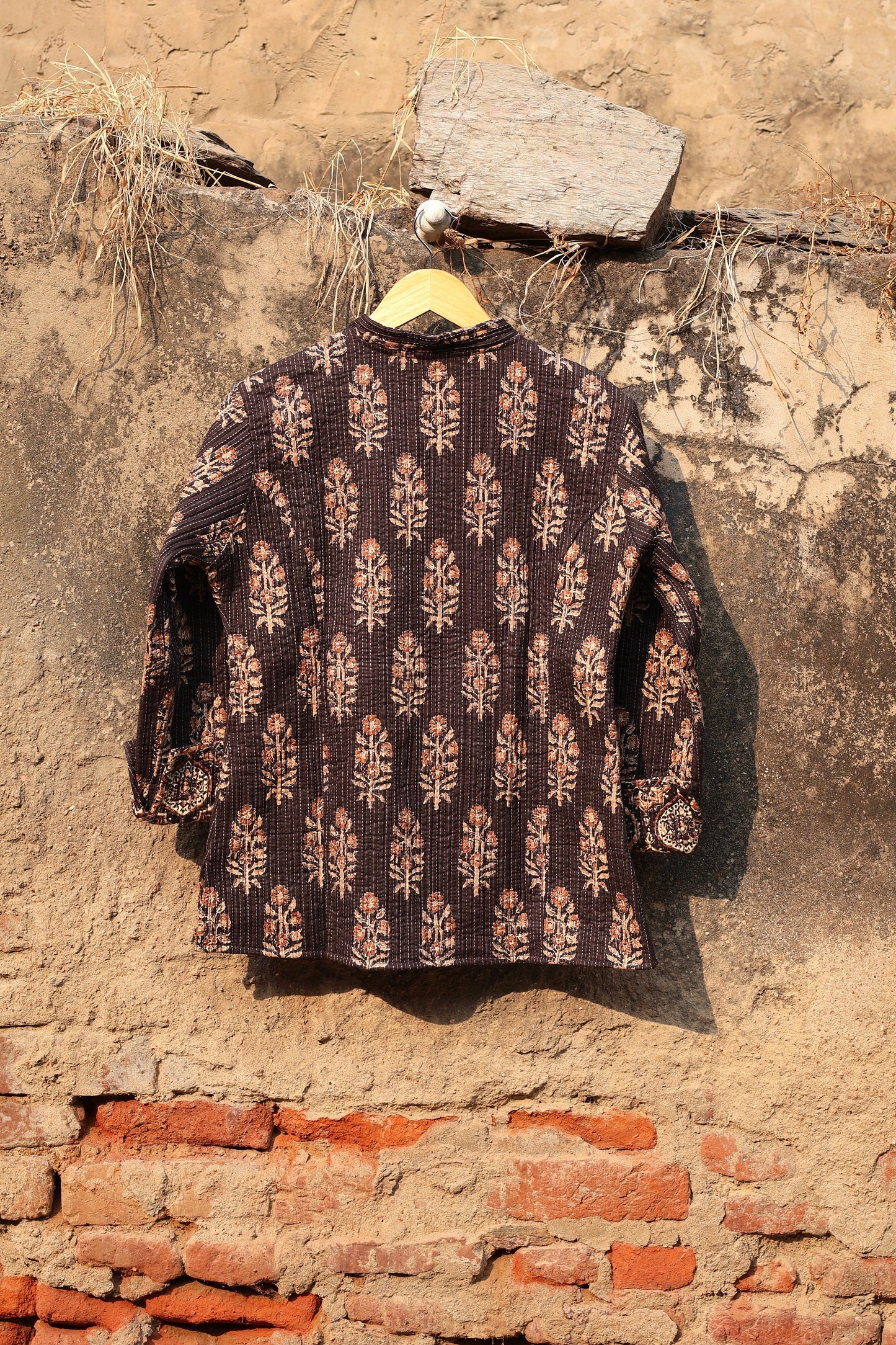 Indian Handmade Quilted Cotton Fabric Jacket Stylish Brown Bohemian Women's Coat, Reversible Waistcoat for Her