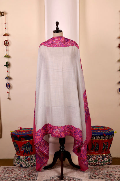 Pink Pashmina Cashmere Shawl, Kalamkari Kashmiri Pashmina Silk Shawl, Premium Cashmere Scarfs, Soft & Warm Shawls Christmas Gift