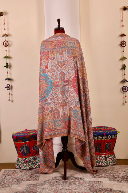 Handmade Pashmina Cashmere Shawl, Kalamkari Kashmiri Pashmina Silk Shawl, Premium Cashmere Shawl, Soft & Warm Shawls, Christmas Gift