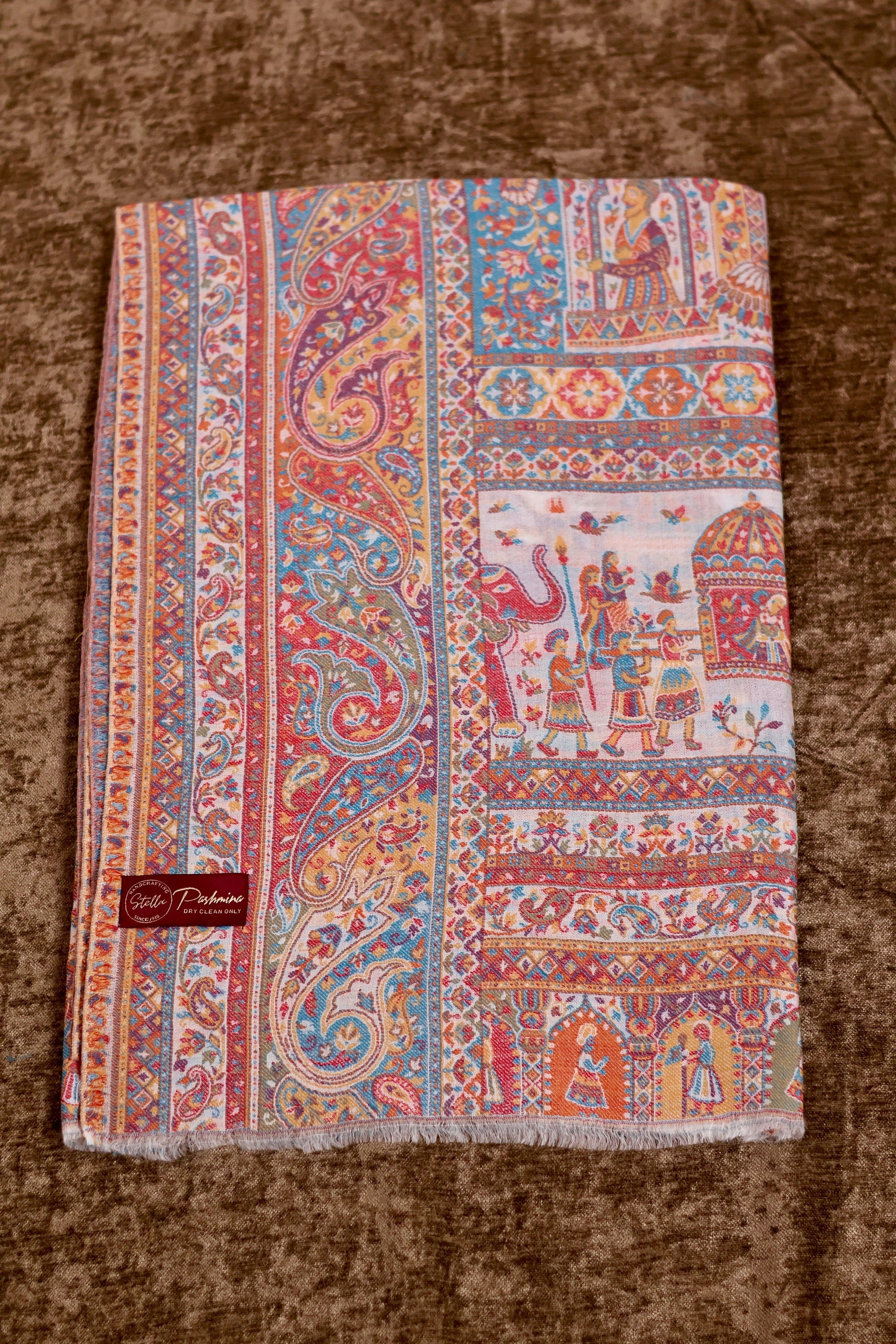Handmade Pashmina Cashmere Shawl, Kalamkari Kashmiri Pashmina Silk Shawl, Premium Cashmere Shawl, Soft & Warm Shawls, Christmas Gift