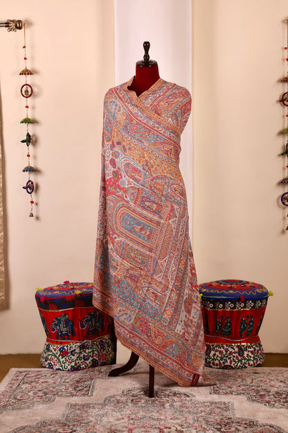 Handmade Pashmina Cashmere Shawl, Kalamkari Kashmiri Pashmina Silk Shawl, Premium Cashmere Shawl, Soft & Warm Shawls, Christmas Gift