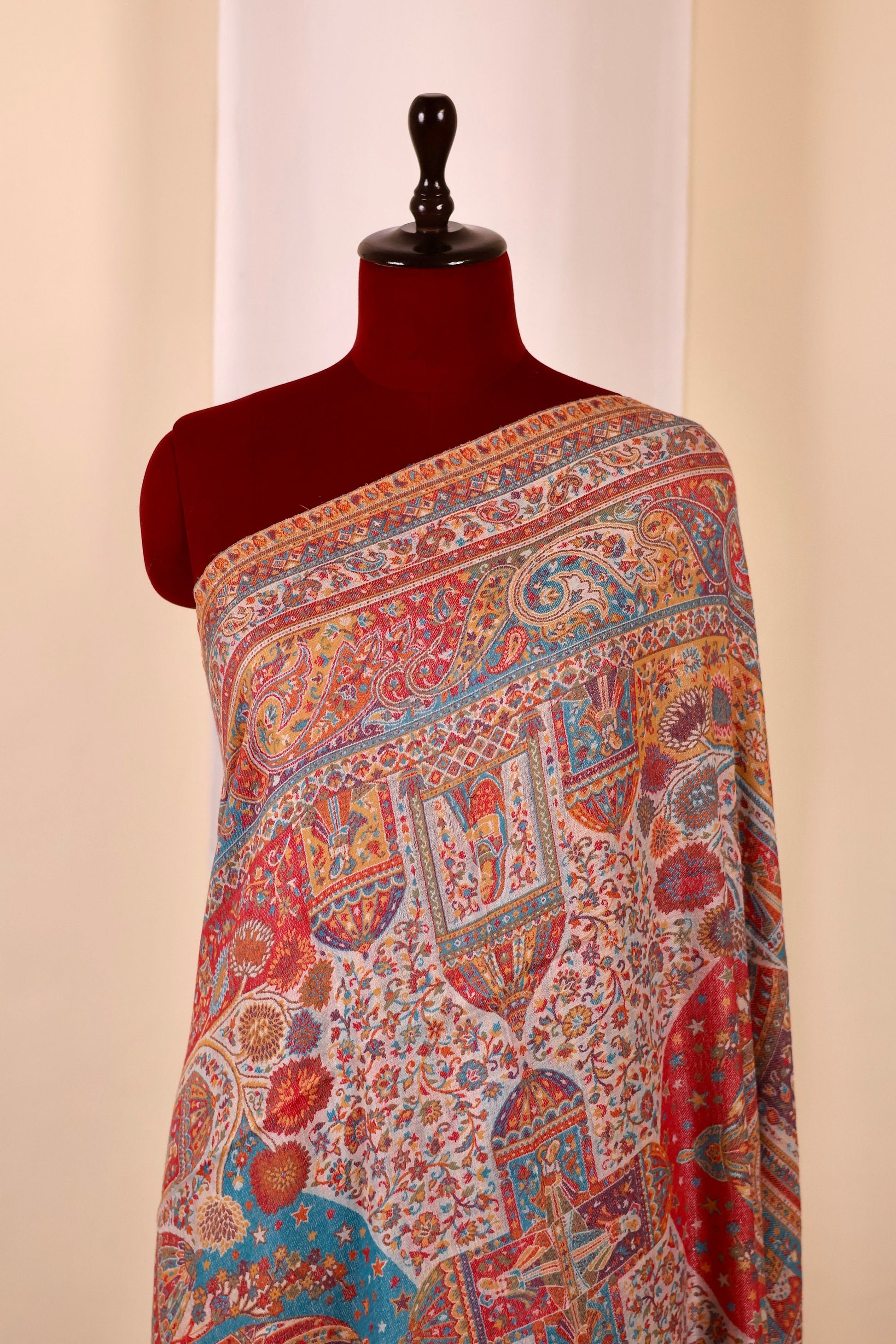 Handmade Pashmina Cashmere Shawl, Kalamkari Kashmiri Pashmina Silk Shawl, Premium Cashmere Shawl, Soft & Warm Shawls, Christmas Gift