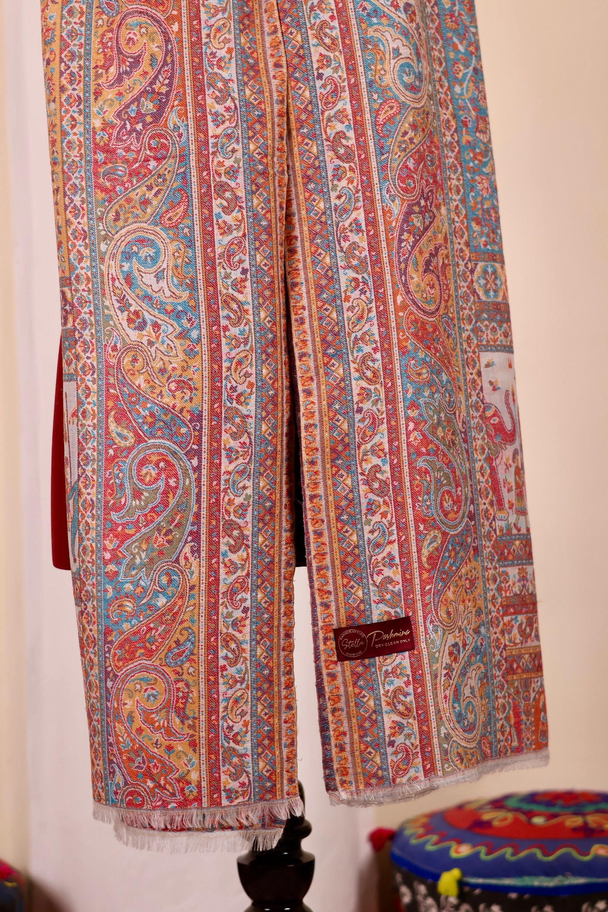 Handmade Pashmina Cashmere Shawl, Kalamkari Kashmiri Pashmina Silk Shawl, Premium Cashmere Shawl, Soft & Warm Shawls, Christmas Gift