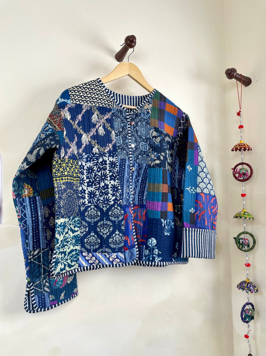 Patchwork Quilted Cotton Jackets | Fall Winter Floral Women's Coat | HandBlock Printed Reversible Bohemian Style Handmade Quilted Jackets