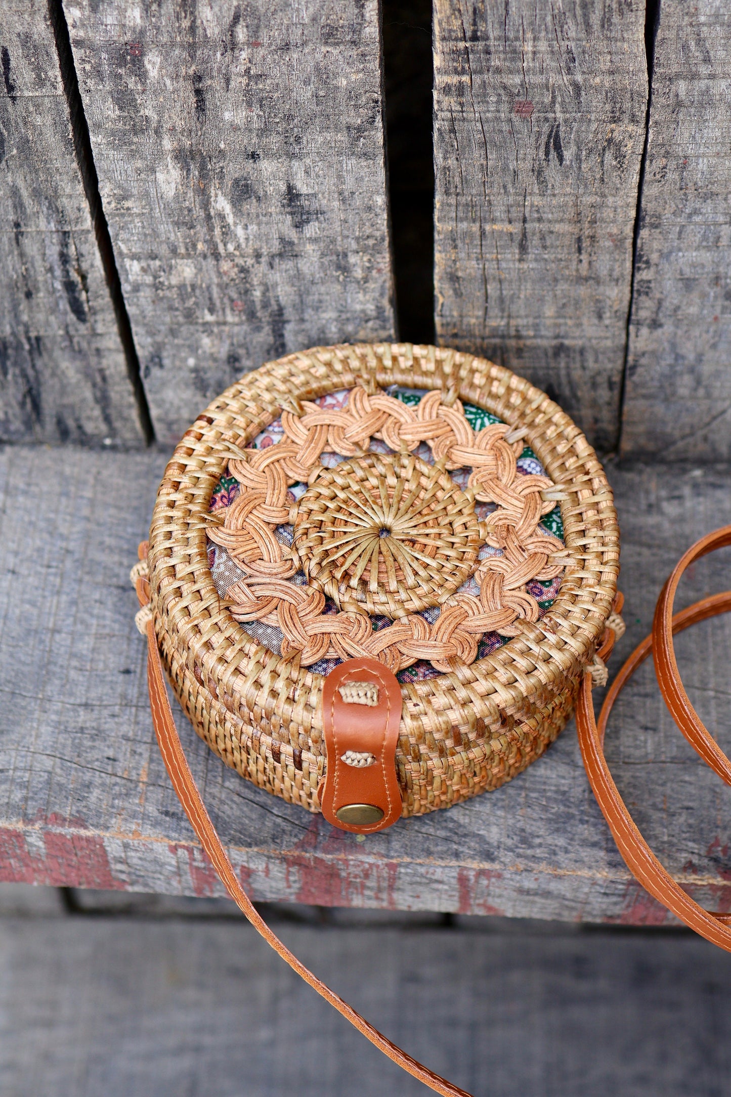 Round Rattan Bag with Braid Pattern, Bali Bags, Handwoven Crossbody Purse, Braided Straw Bag, Bali Sling Bags Rattan Bags Gift for her