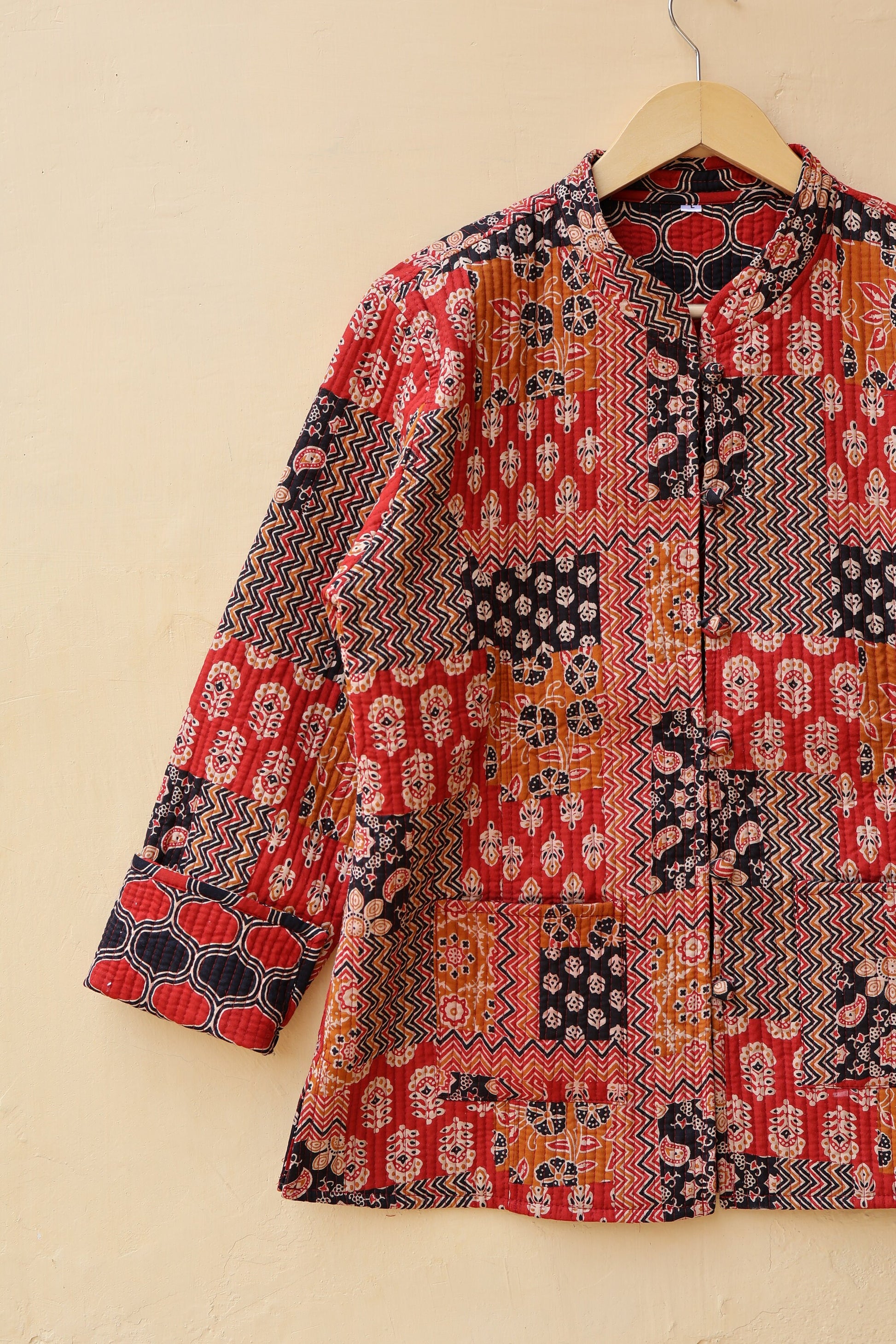 Cotton Handmade Kantha Jacket, Womens Clothing Quilted Reversible Coat, Kimono Indian Hand Printed Vintage Boho Vest Valentines Gift for Her