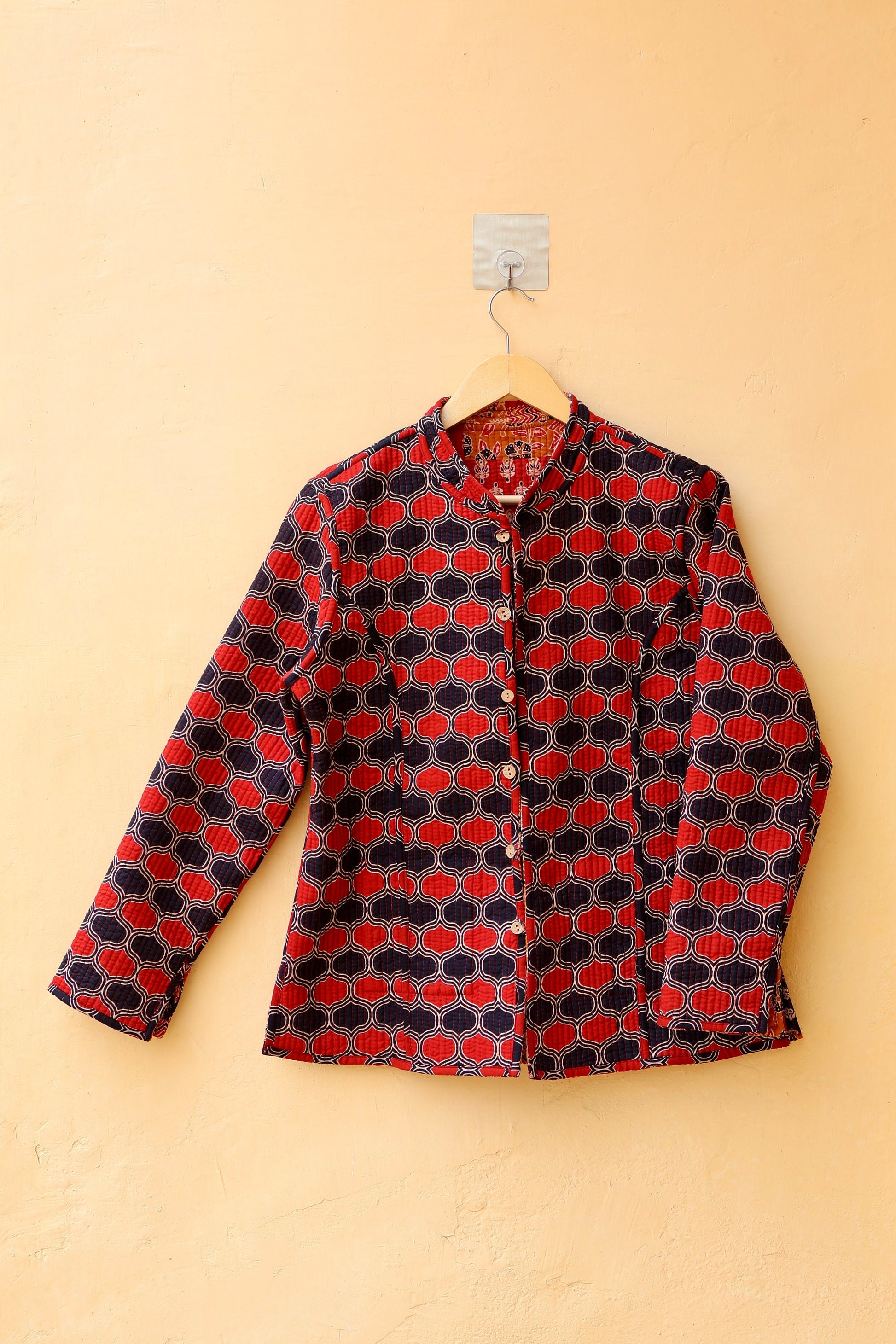 Cotton Handmade Kantha Jacket, Womens Clothing Quilted Reversible Coat, Kimono Indian Hand Printed Vintage Boho Vest Valentines Gift for Her