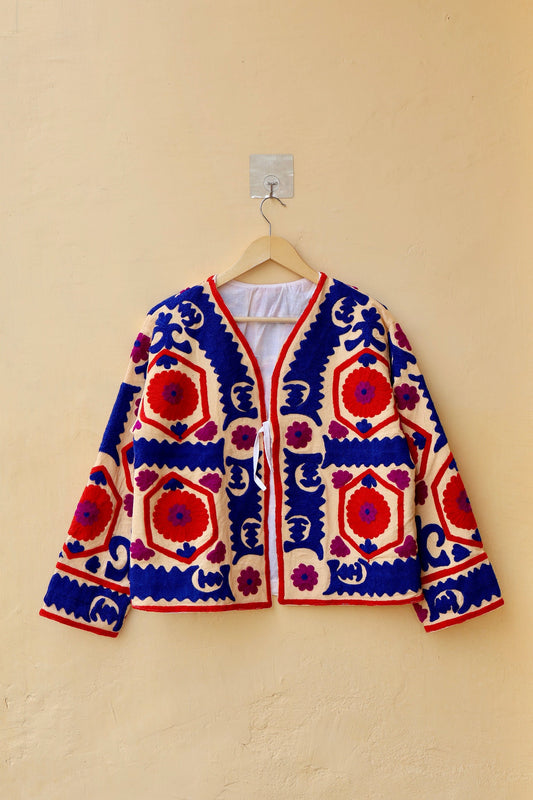 Indian Handmade Suzani Embroidery Jacket, Unique Style Artisan Made Jacket, Floral Women's Coat, New Style Jacket, Boho Suzani, Gift for Her