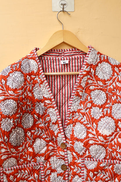 Indian Handmade Cotton Kantha Patchwork Quilted Jacket/Coat Block print Women's Reversible Clothing Kimono Vintage Spring Gift for Her