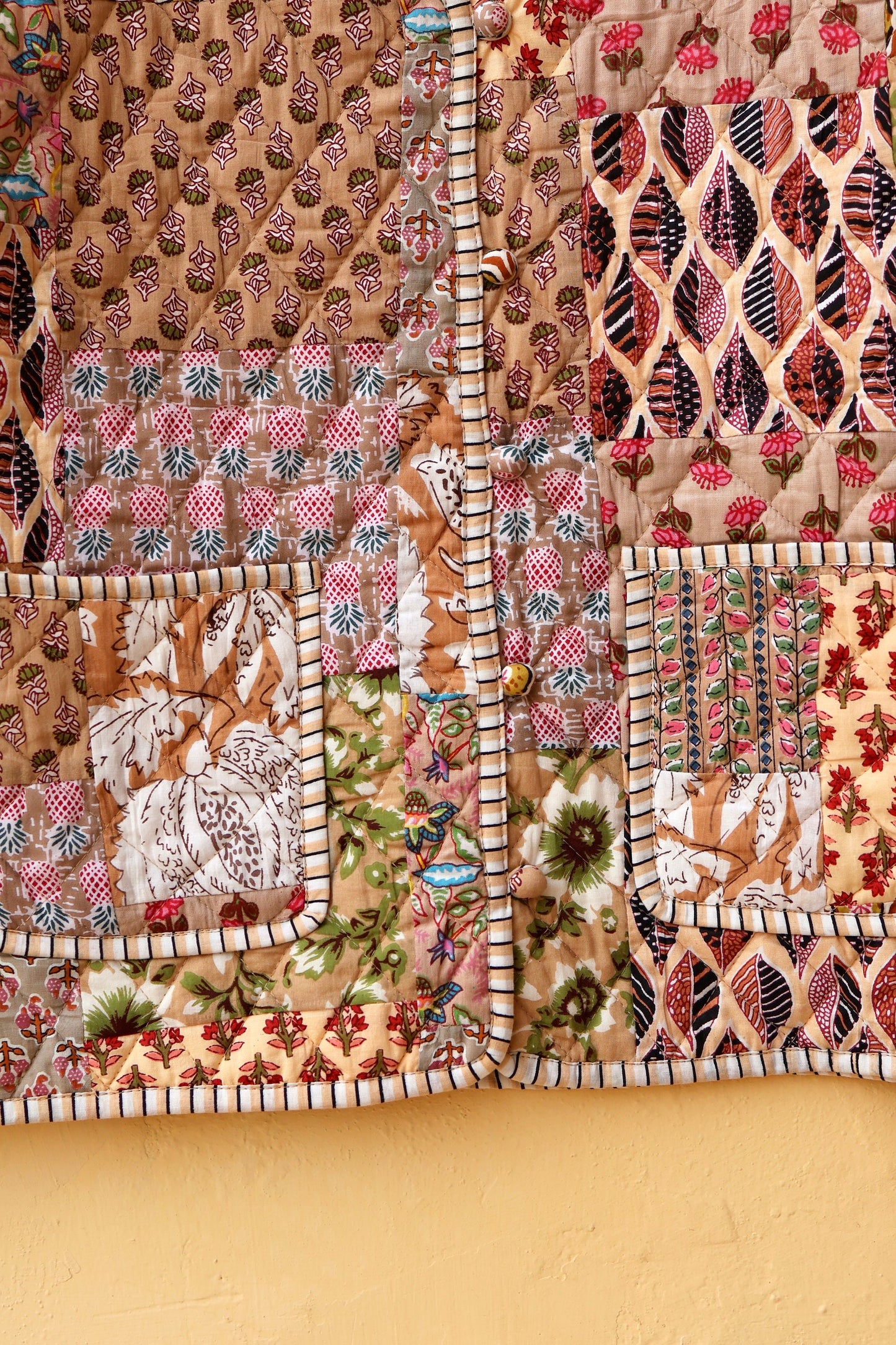 Indian Cotton Kantha Jacket, Vintage Patchwork Women’s Quilted Reversible Coat Kimono Block Printed Boho Style Spring Jacket, Gift for her