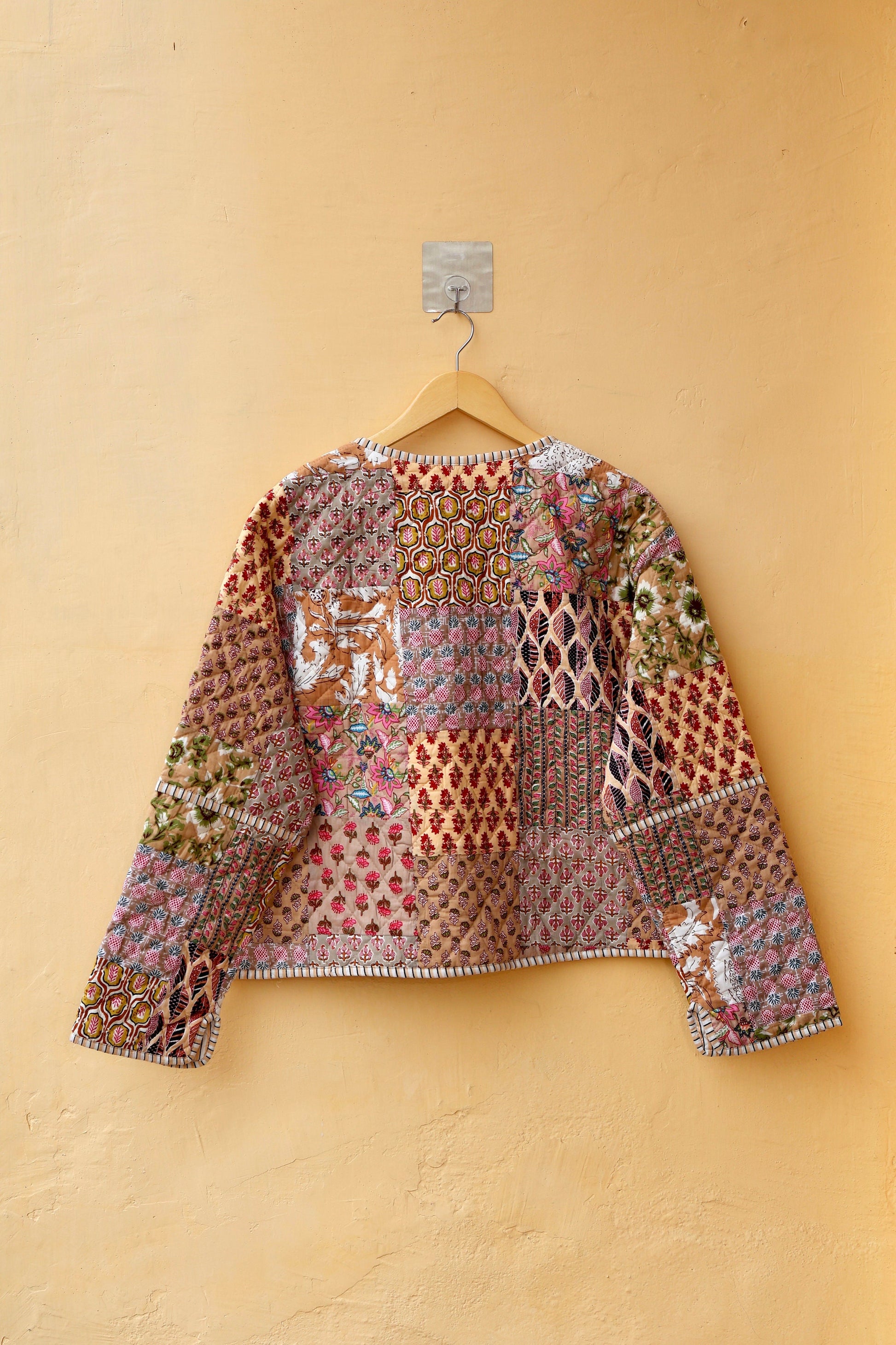 Indian Cotton Kantha Jacket, Vintage Patchwork Women’s Quilted Reversible Coat Kimono Block Printed Boho Style Spring Jacket, Gift for her