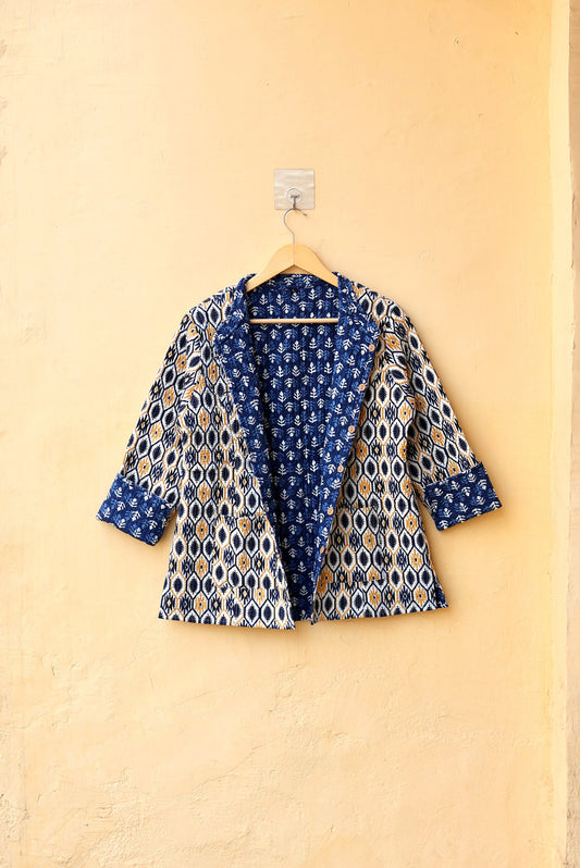Cotton Handmade Kantha Jacket, Womens Clothing Quilted Reversible Coat, Kimono Indian Hand Printed Vintage Boho Vest Valentines Gift for Her