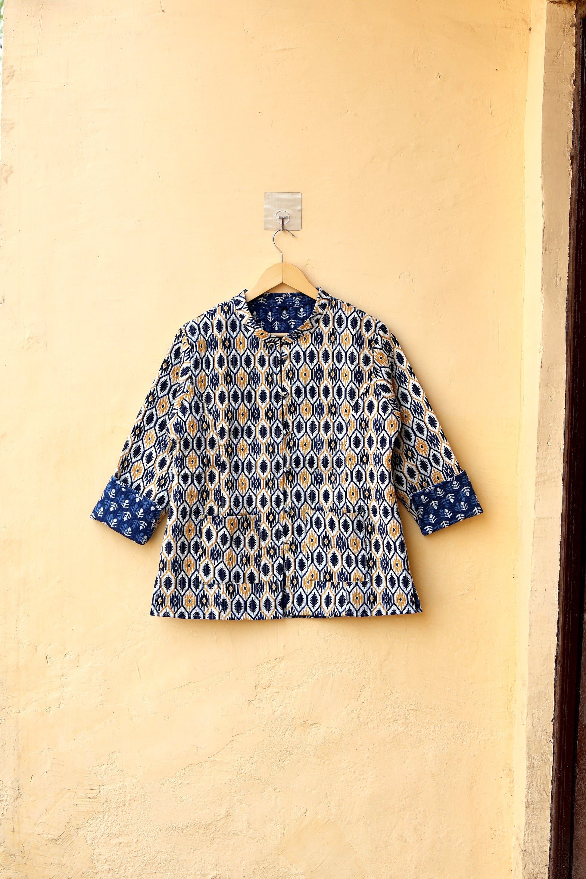 Cotton Handmade Kantha Jacket, Womens Clothing Quilted Reversible Coat, Kimono Indian Hand Printed Vintage Boho Vest Valentines Gift for Her