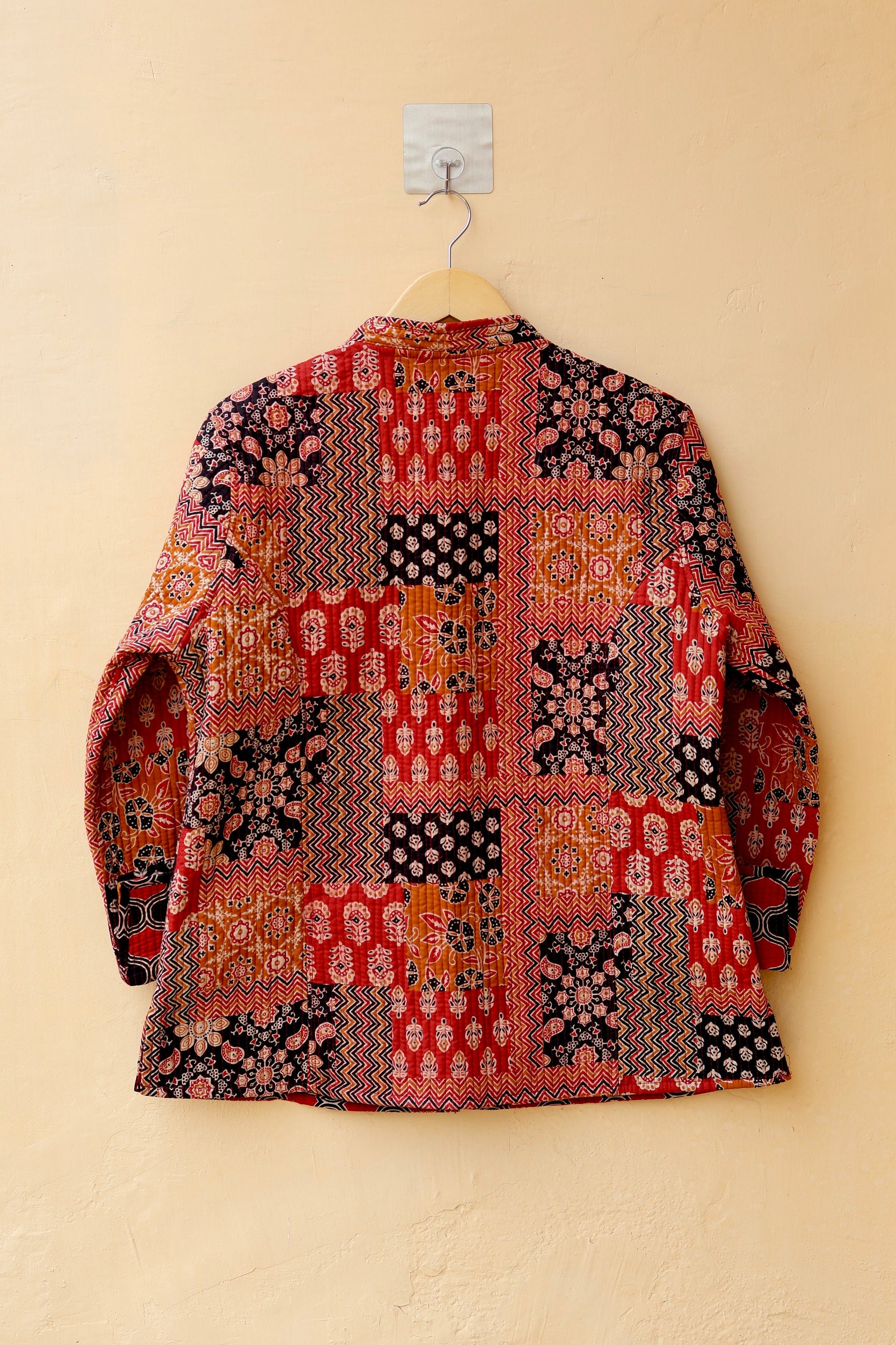 Cotton Handmade Kantha Jacket, Womens Clothing Quilted Reversible Coat, Kimono Indian Hand Printed Vintage Boho Vest Valentines Gift for Her