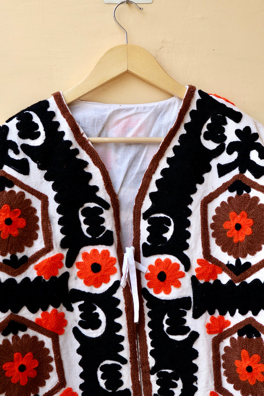 Indian Handmade Suzani Embroidery Jacket, Unique Style Artisan Made Jacket, Floral Women's Coat, New Style Jacket, Boho Suzani, Gift for Her